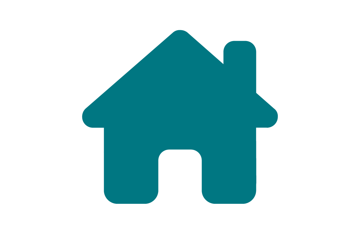 Icon of a teal house with a chimney.