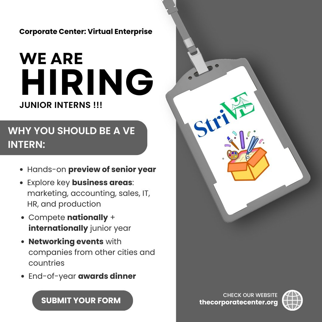 JUNIORS‼️
Our VE senior companies are hiring Junior Interns 👔📈
This year&rsquo;s companies are @strive_nyc26 and @revive_nyc26 

ReviVE helps businesses show appreciation to employees through personalized hobby boxes designed to help teams relax, e