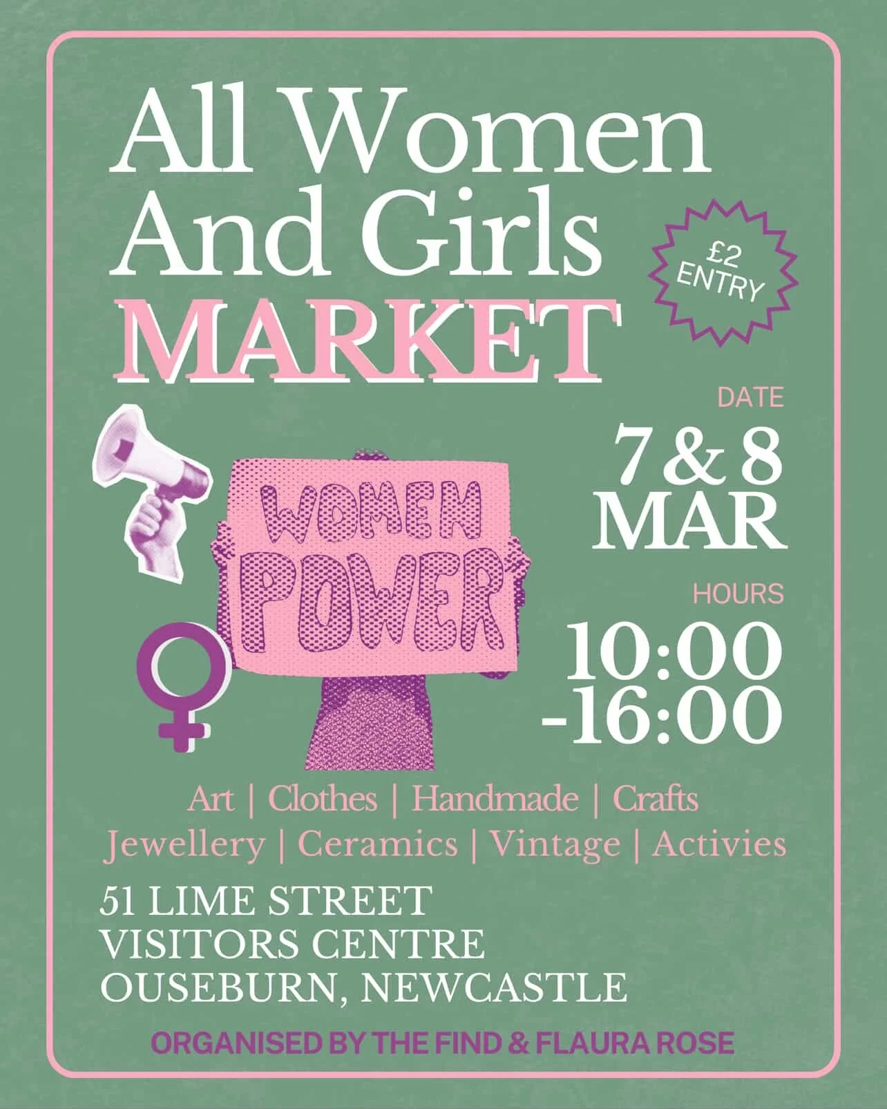 Next Market!! 🤩

I&rsquo;ll be celebrating International Women&rsquo;s Day with 40+ women owned businesses at the Women + Girls Market in Ouseburn :)) 

There&rsquo;s going to be lots of fun things going on all weekend and a raffle (with some amazin