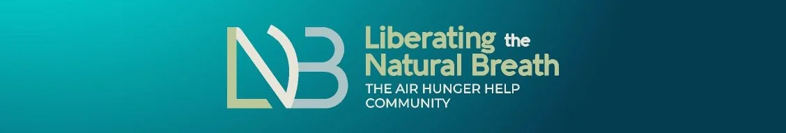 Button that reads Liberating the Natural Breath — the Air Hunger Help Community