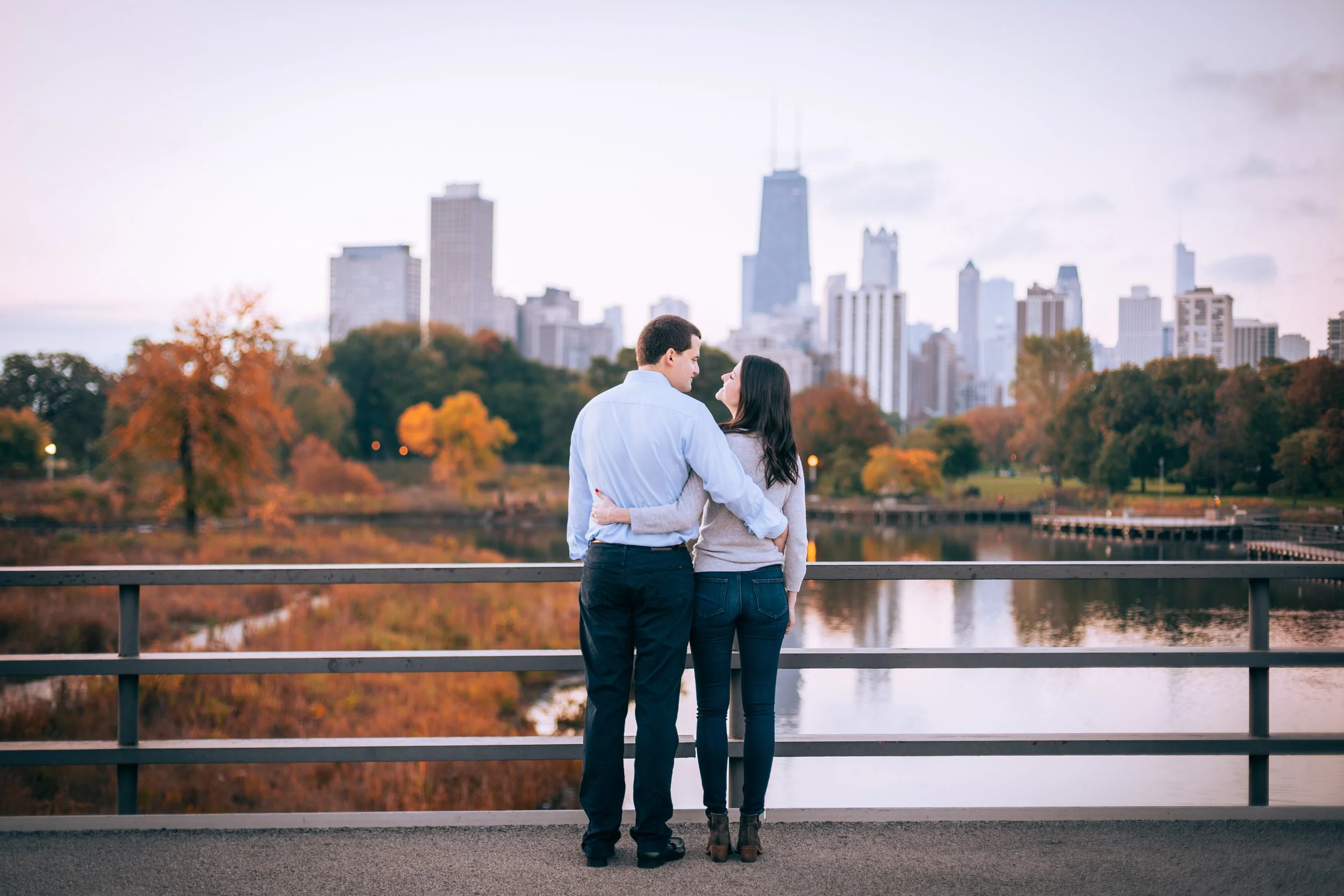 Couple embraces under the sun in Lincoln Park