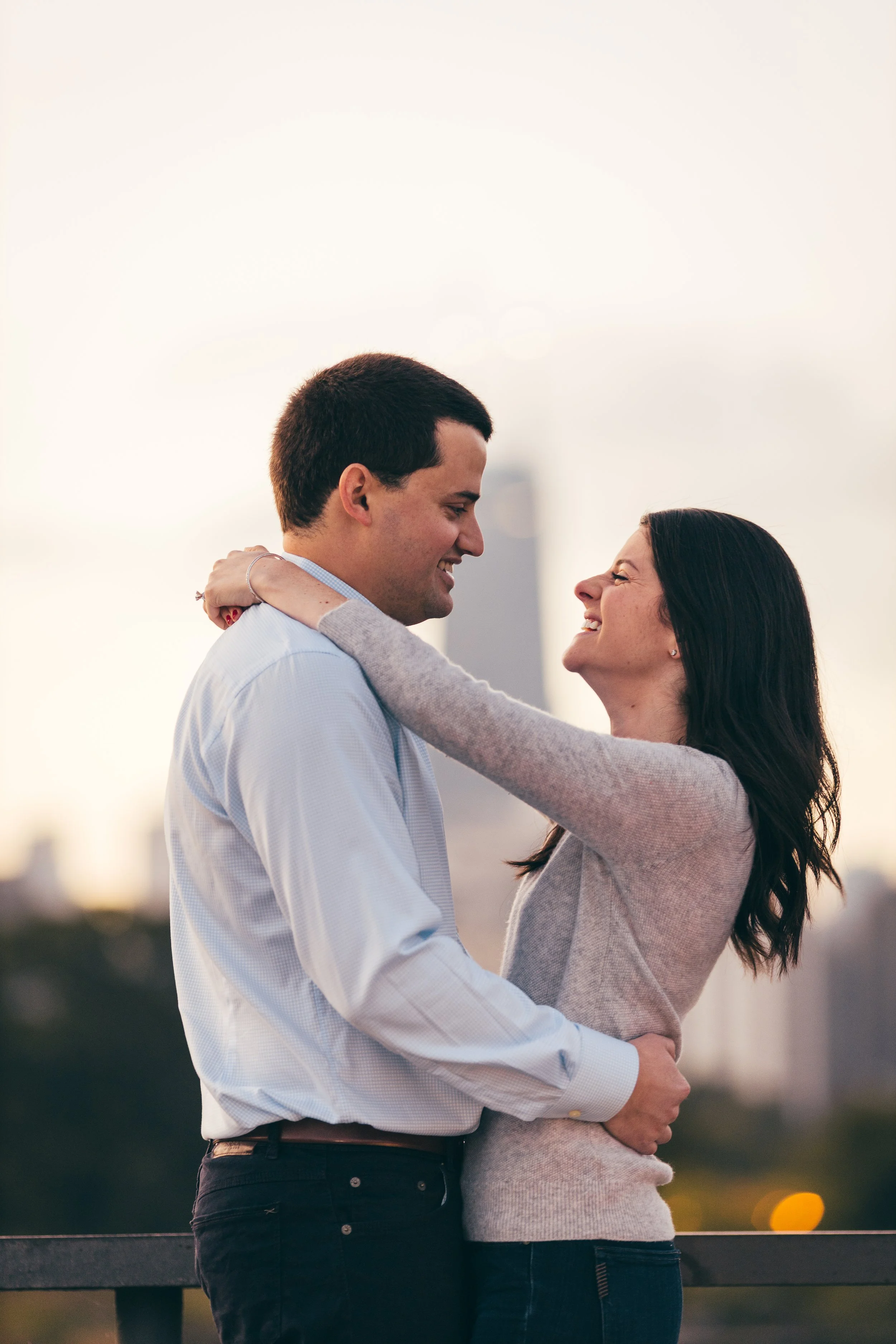 Couple embraces under the sun in Lincoln Park