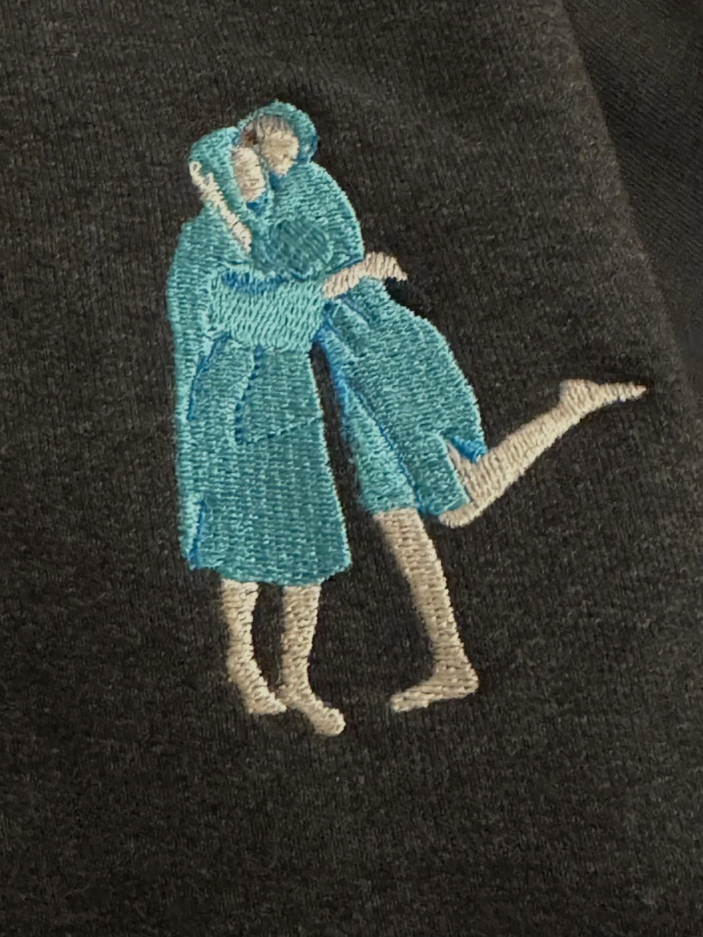 Some of the last embroideries of the year, including some tricky ones like an intricate design on a leather jacket or initials on a vintage cashmere sweater.