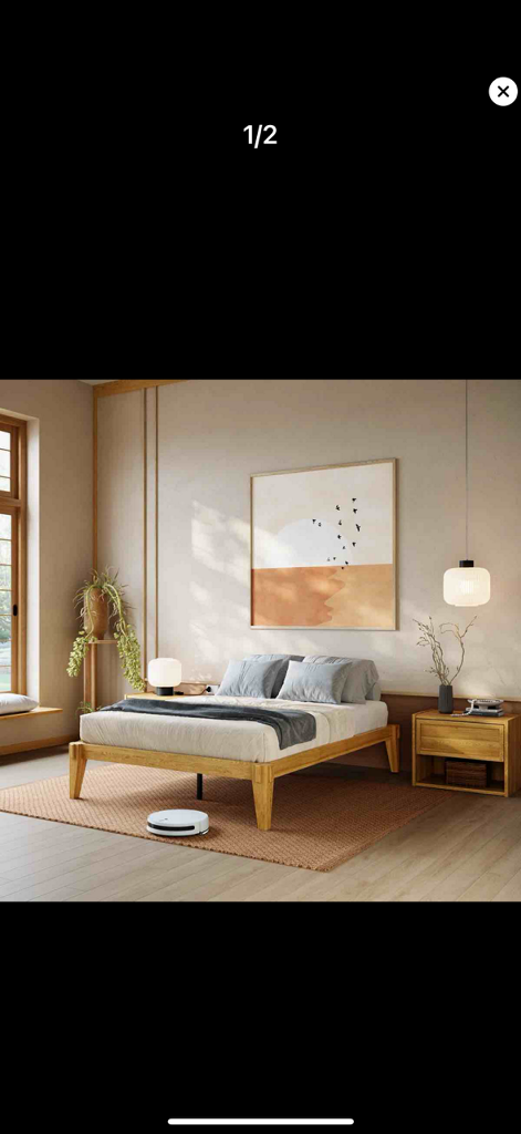 Real Light wash Wooden Bed Frame