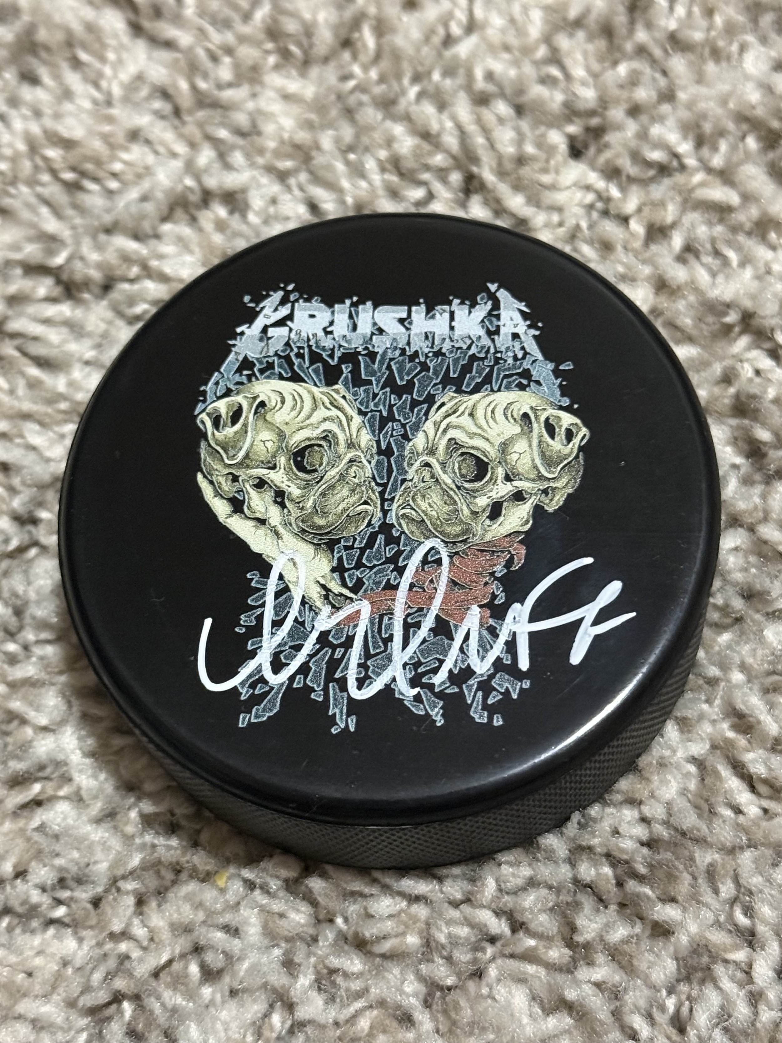 Pug Puck Signed