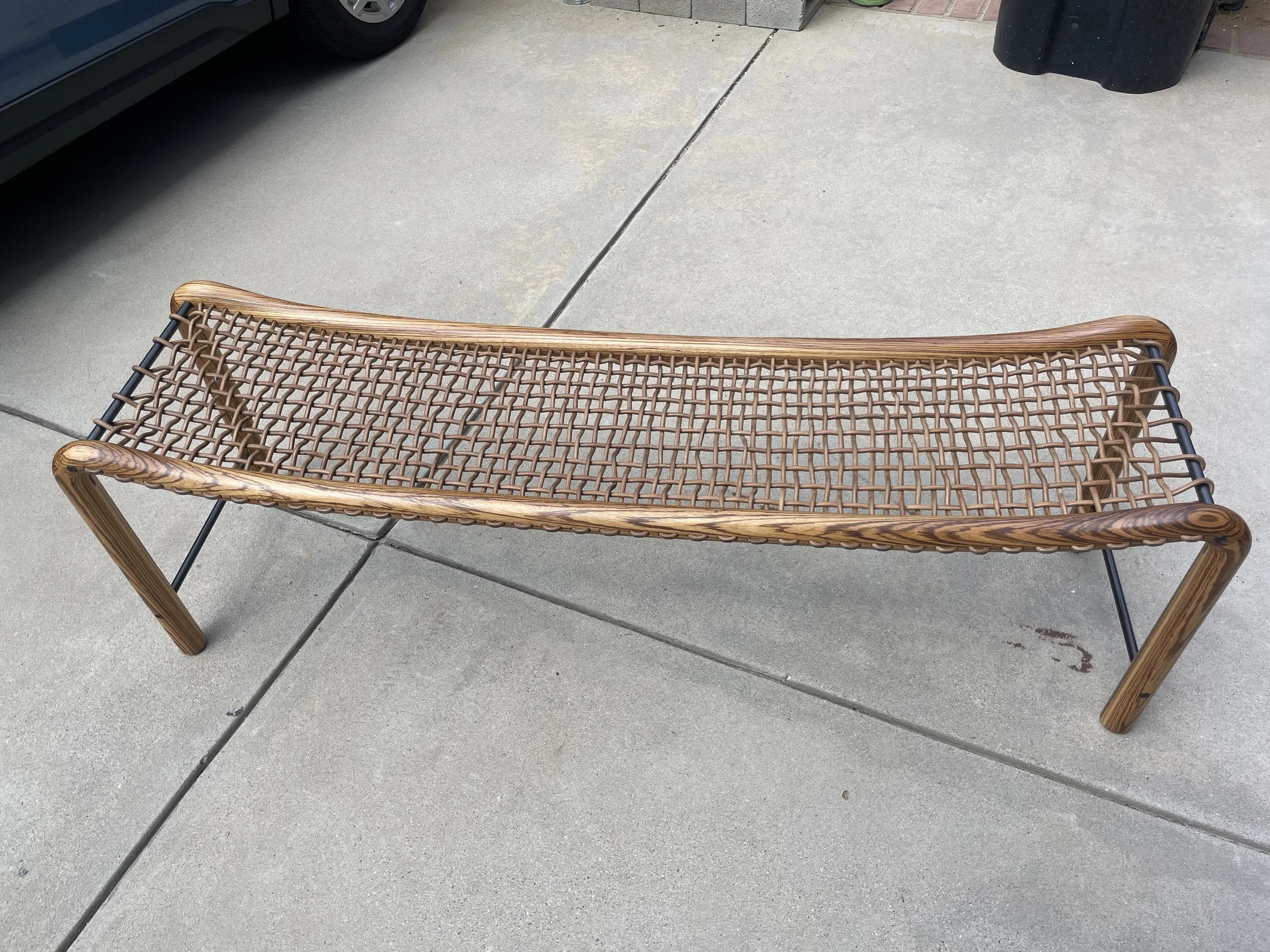 Zeebrawood and Leather Bench 15" x 60"