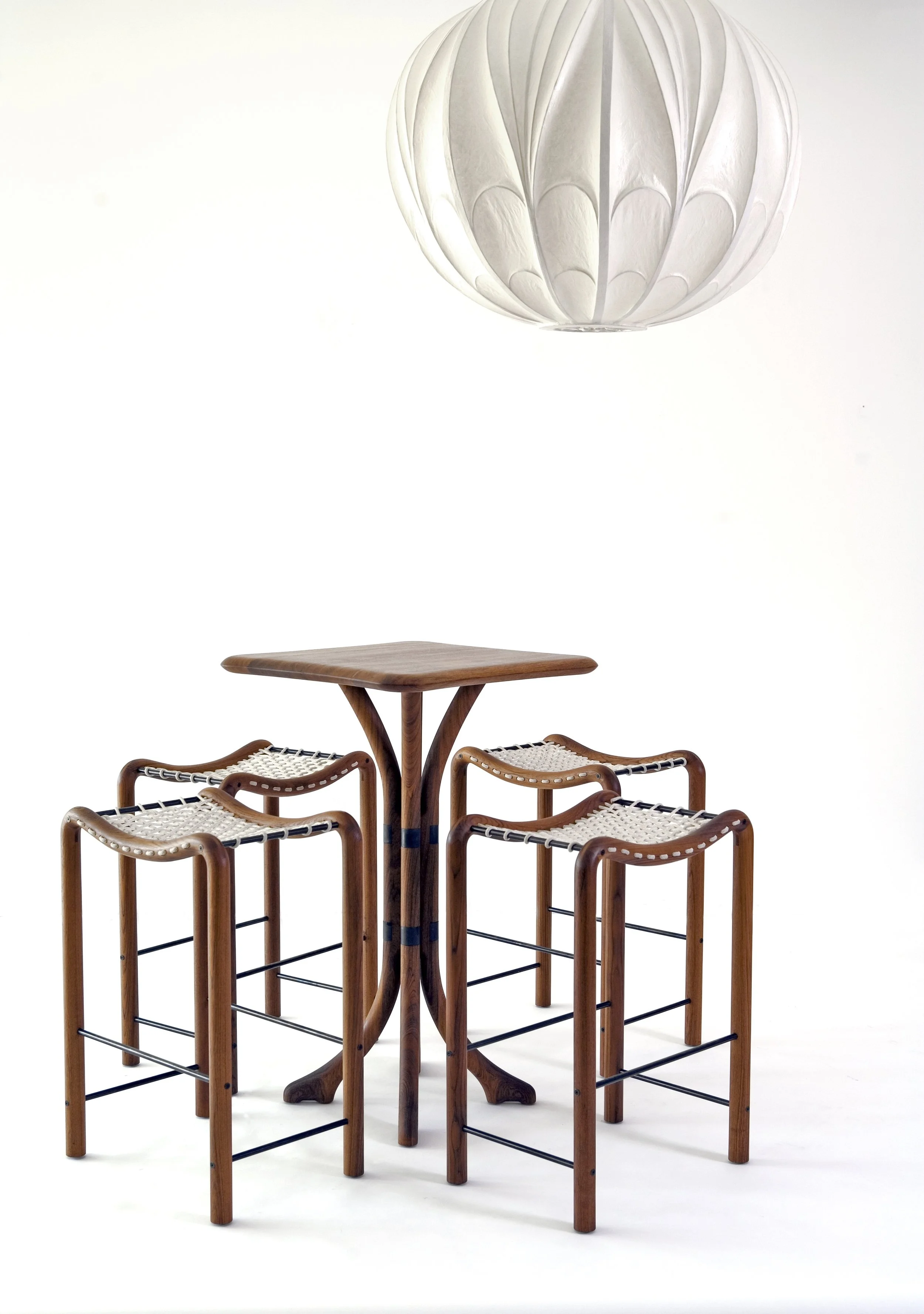 Walnut and Leather Pub Set