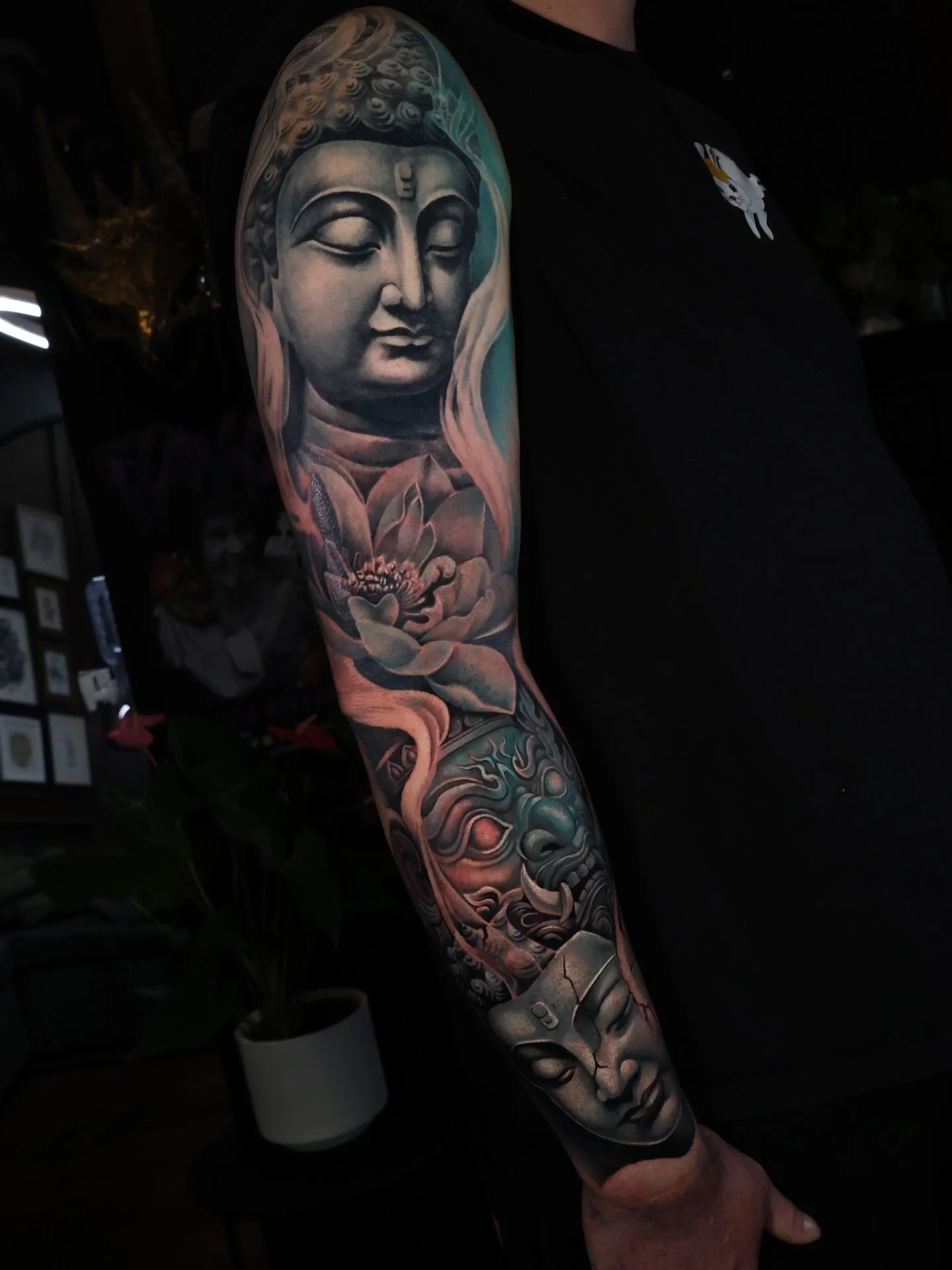 I really enjoyed doing this. It&rsquo;s a bitter sweet end to a project This is a multi-session sleeve completed over several full days of tattooing. The focus was on building the piece gradually so it flows naturally with the arm and heals well over