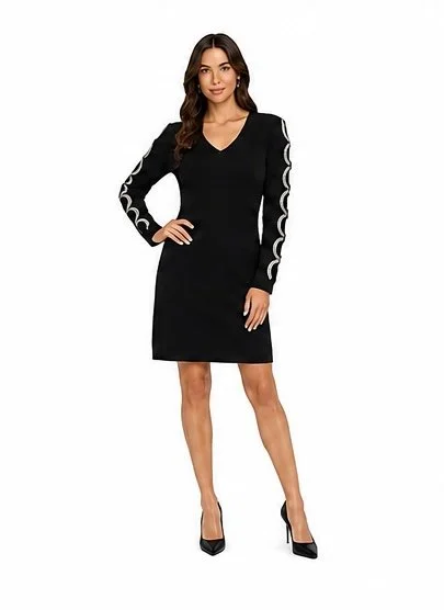 Leo & Ugo Paris Knit Dress with cut out sleeve applicate
