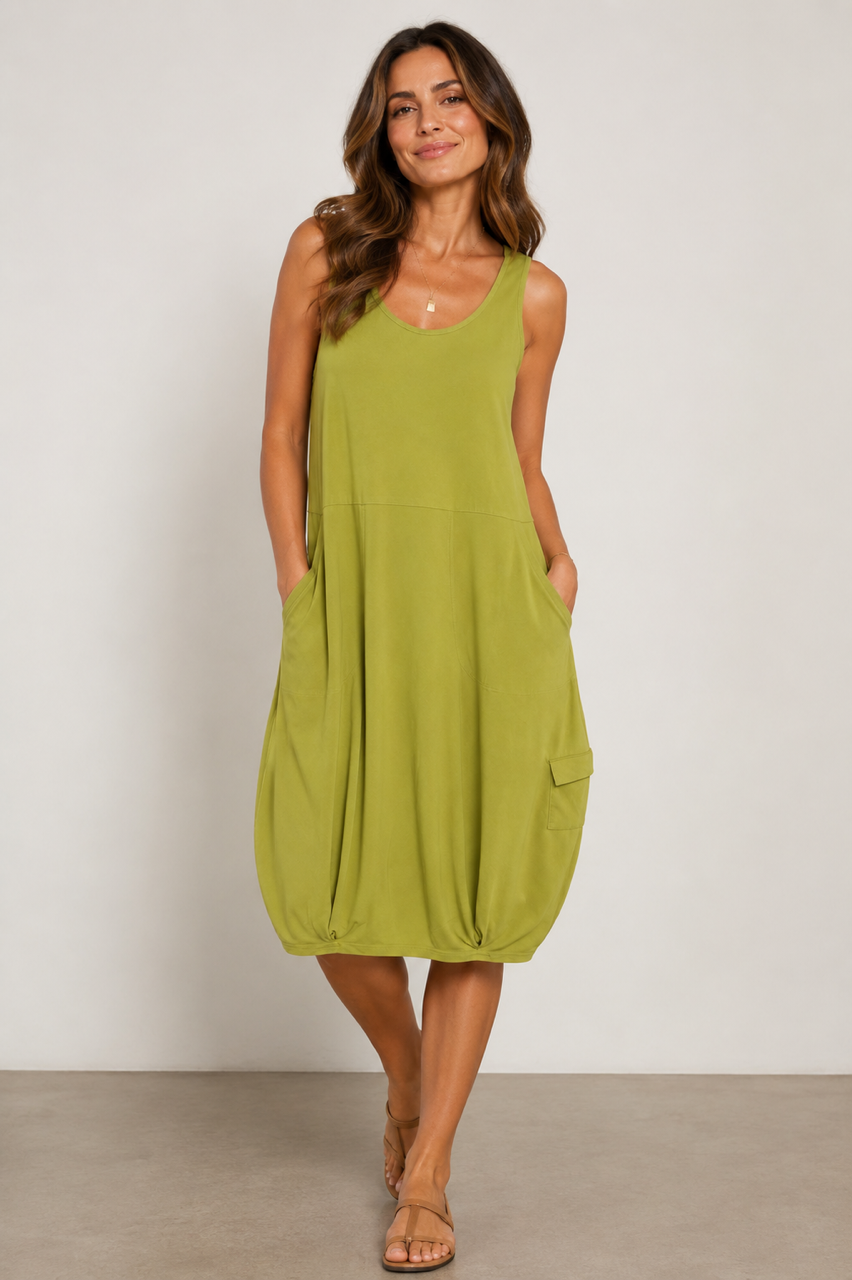 Kozan-Effortless Lime Summer Dress, Made in Turkey
