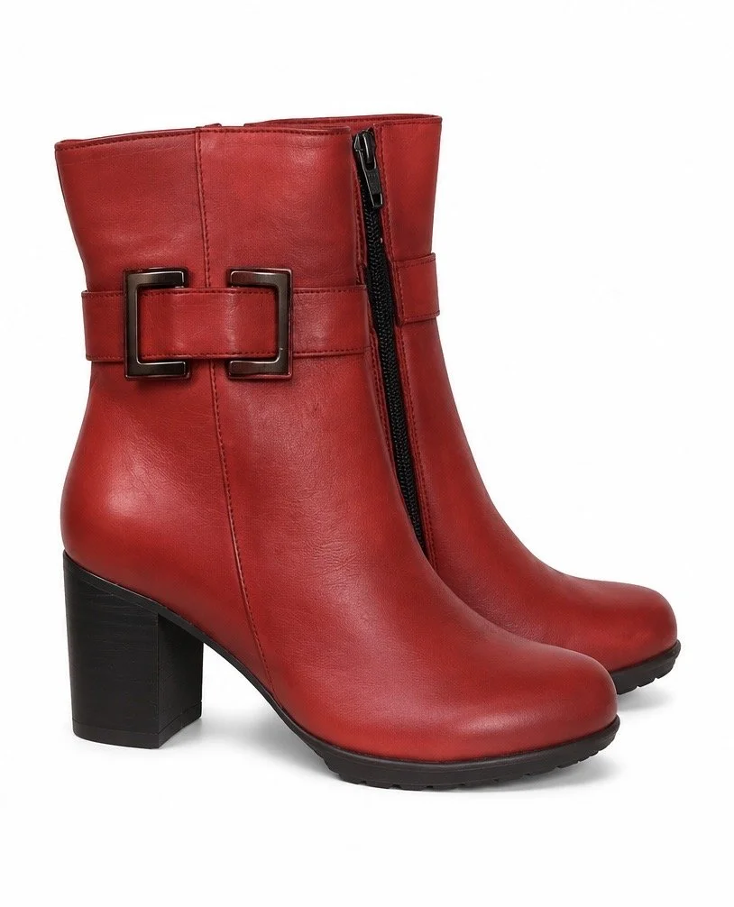Roamers Penny-Turkish Red Leather Ankle Boots