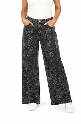 Esqualo-Wild Essence Leopard Wide-Leg Jeans