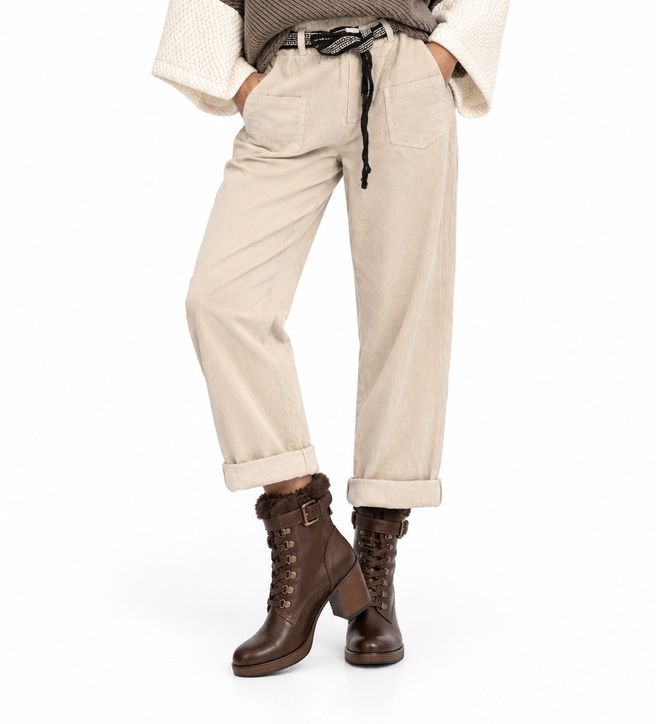 Eternelle-Italian Stretch Cord Pleated Pants