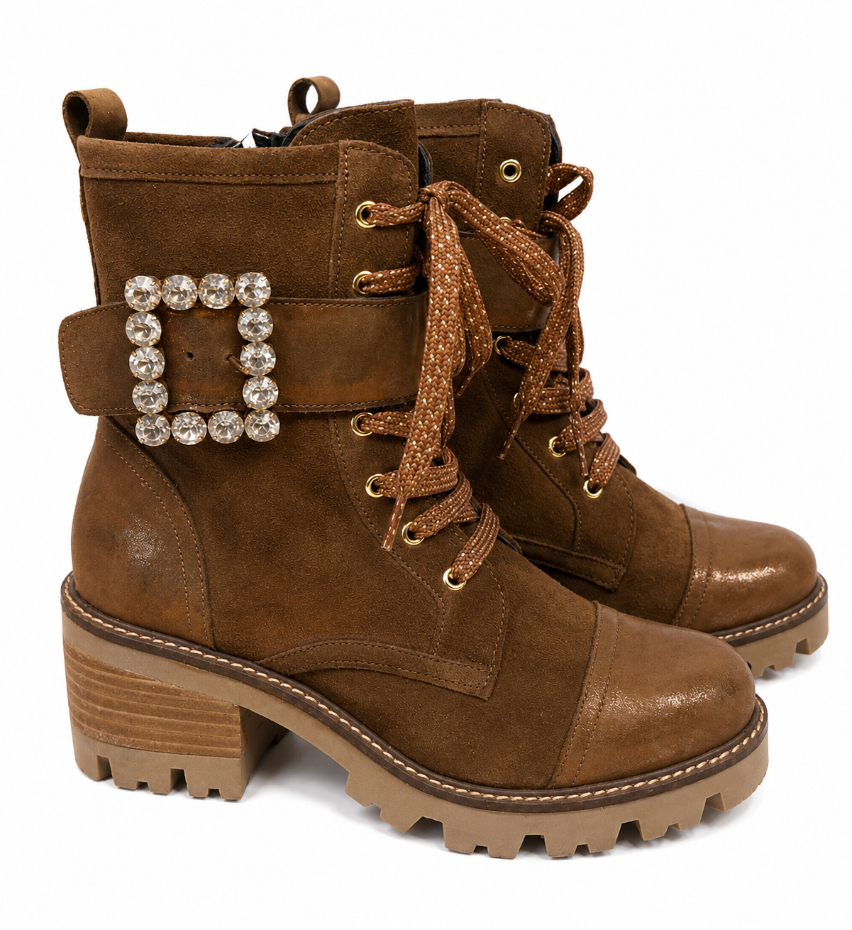 MLV-Portuguese Crystal Buckle Suede Boots