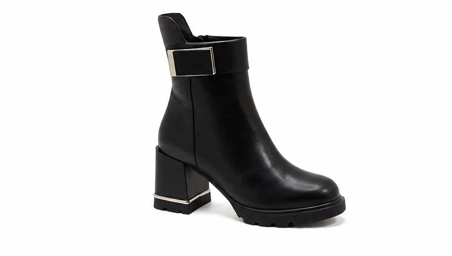 Loujo Iris-Elegant Turkish Ankle Boots with Metallic Buckle