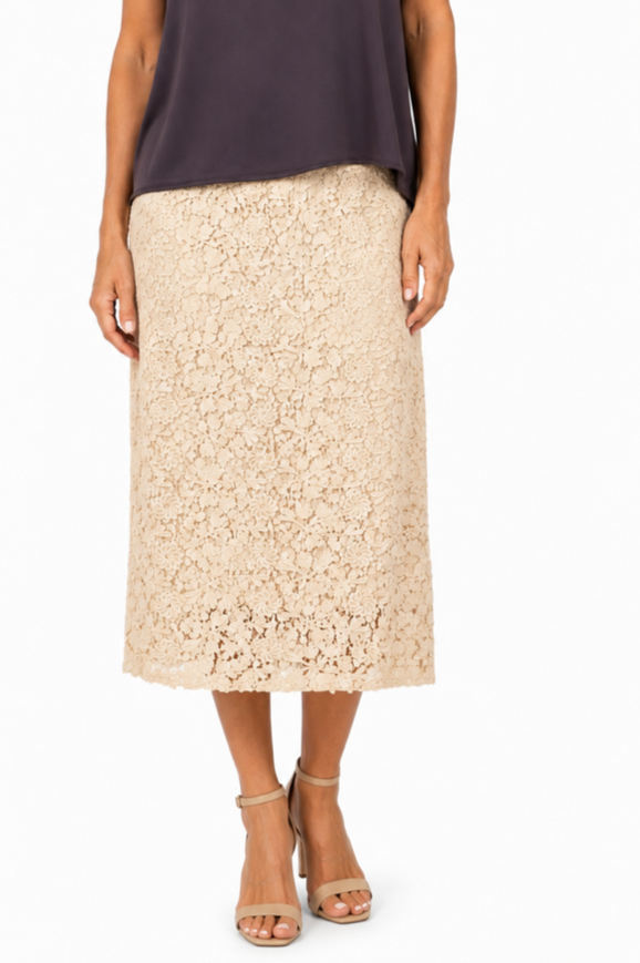 Garcia-Elegant Lace Midi Skirt