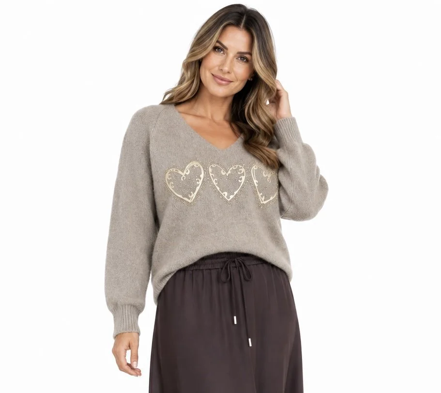 Eternelle-Italian Luxe Sparkle Heart Sweater