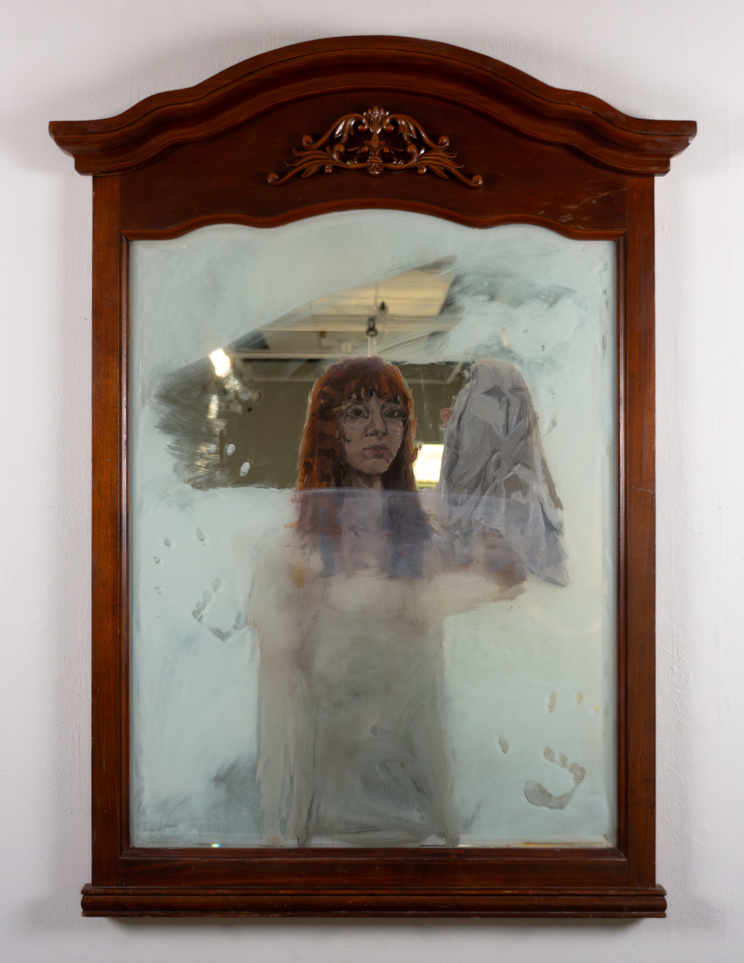 From the Other Side - 36.5x30" - Oil on mirror