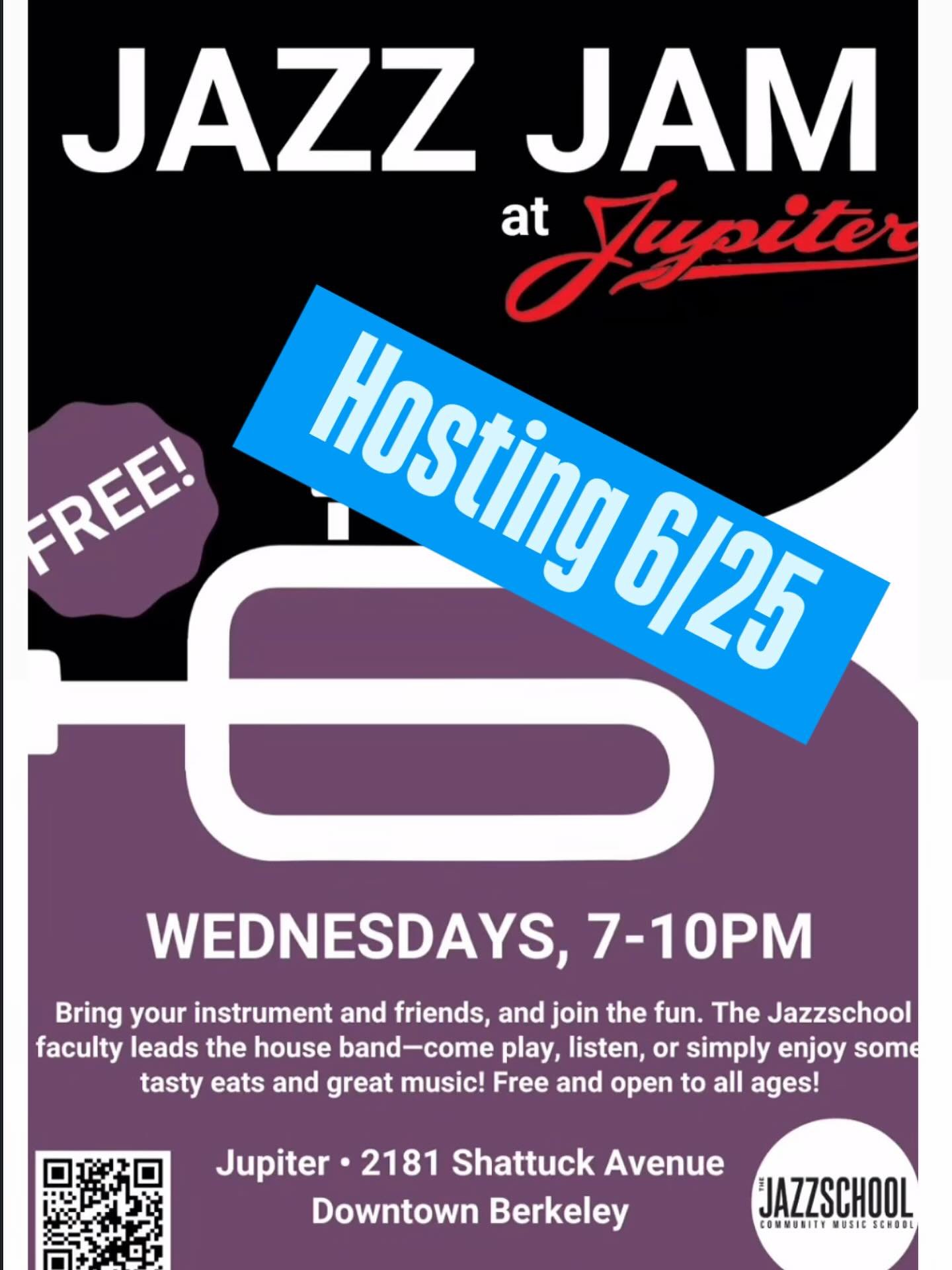 I&rsquo;m hosting the Jupiter session this upcoming Wednesday 6/25 with my good friends @jonnykaminek and @ejb.music .
Come by and play! 
Guitar players: please come relieve me of my duties 🍺 
#bayareajazz #Jazzguitar #jazzguitarlessons #jazzguitari