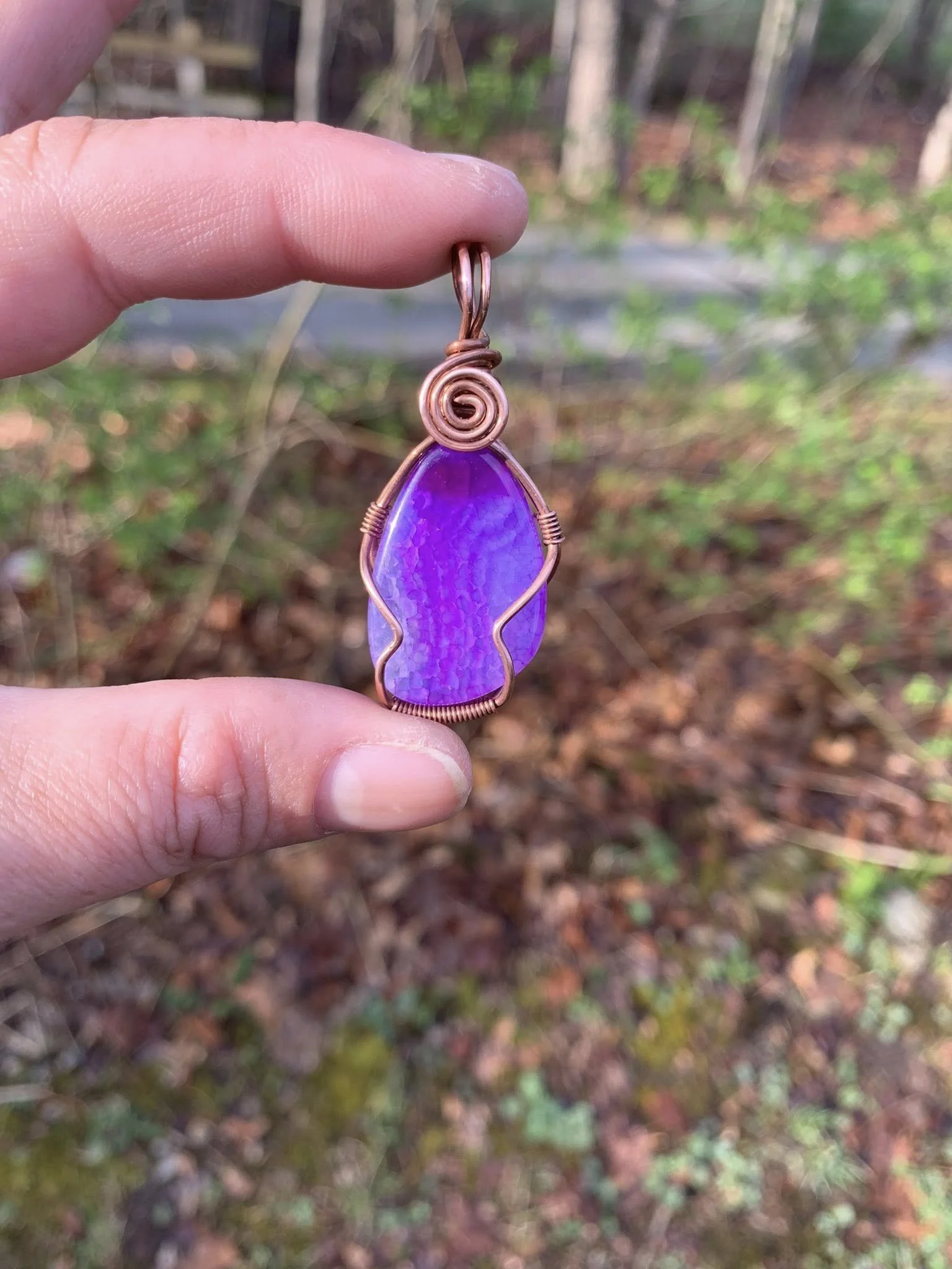 Dyed Purple Agate Simple Pendant