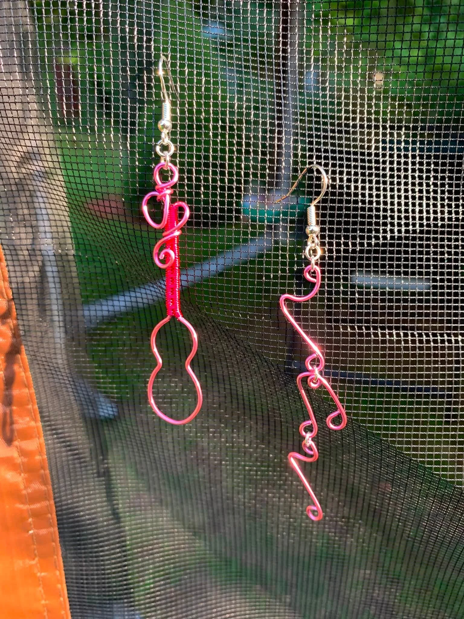 Dolly Guitar + Music Note Wire Earrings