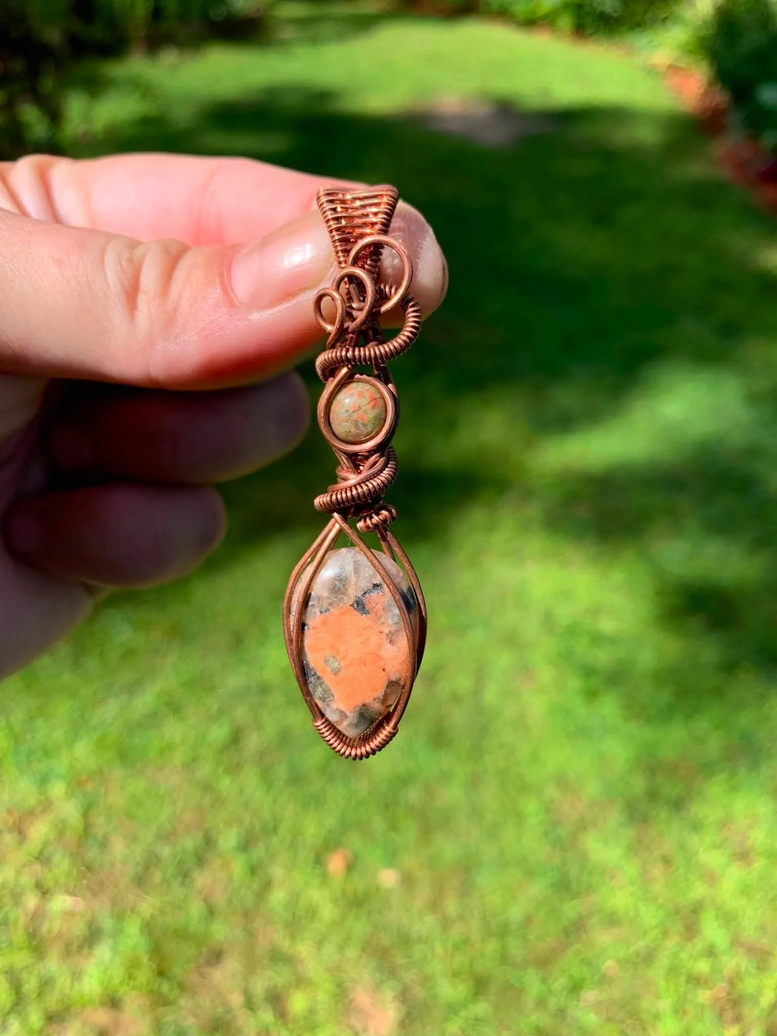 Old Stock Maligano Jasper + Unakite Pendant