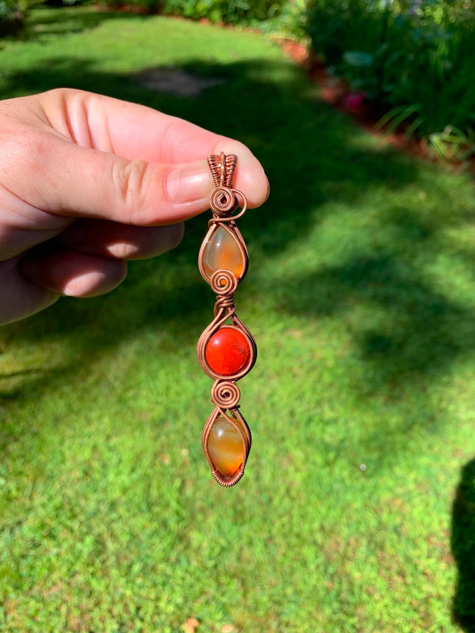 Old Stock Double Carnelian + Red Jasper Pendant