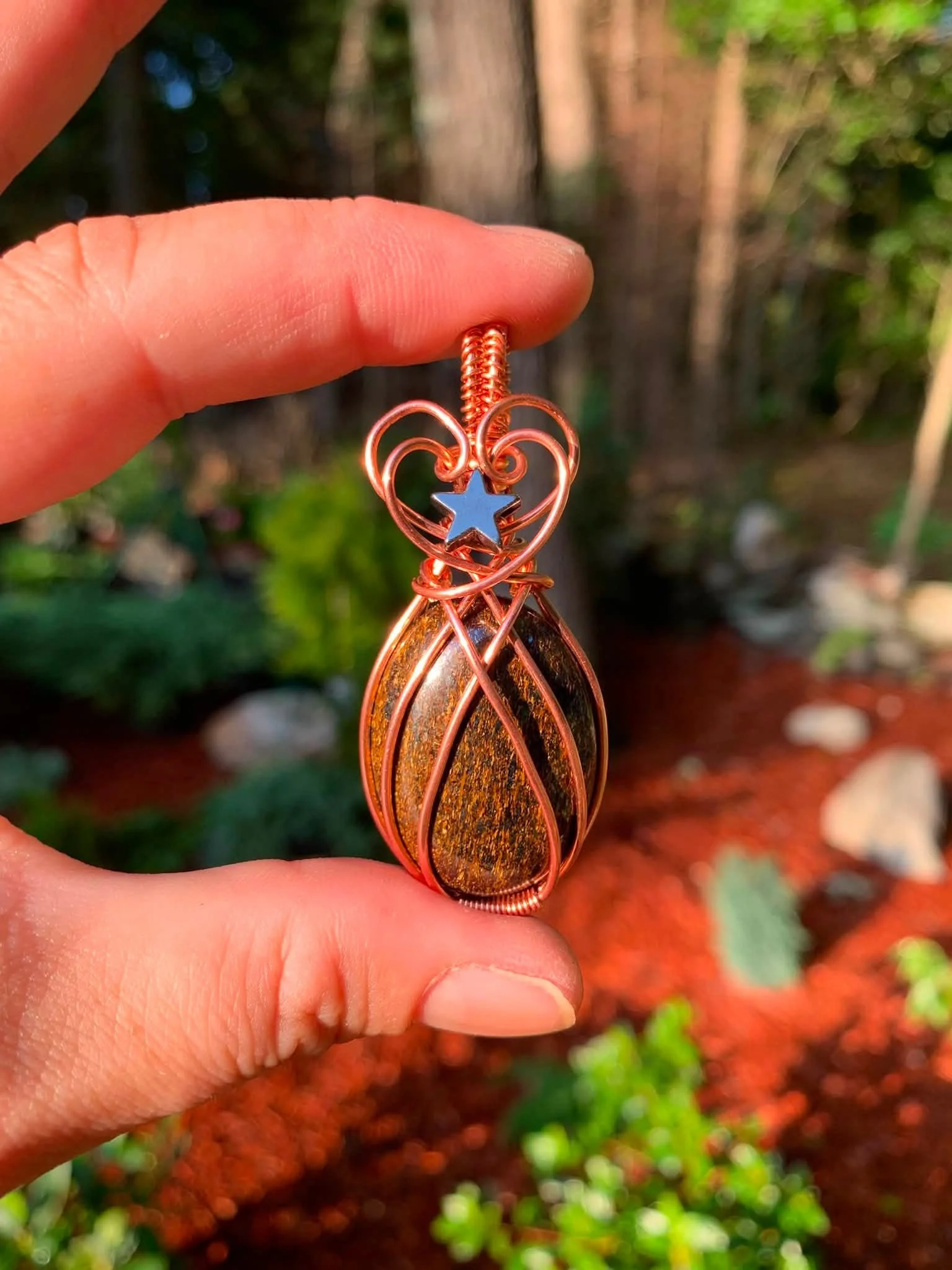 Bronzite + Hematite Pendant