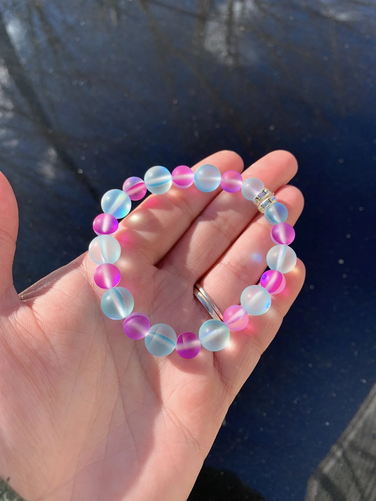 Matte Mermaid Glass Stretch Bracelet