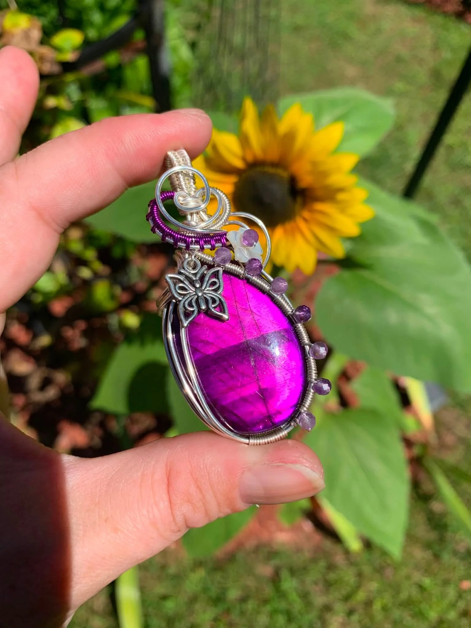 Dolly Dyed Labradorite Butterfly Pendant