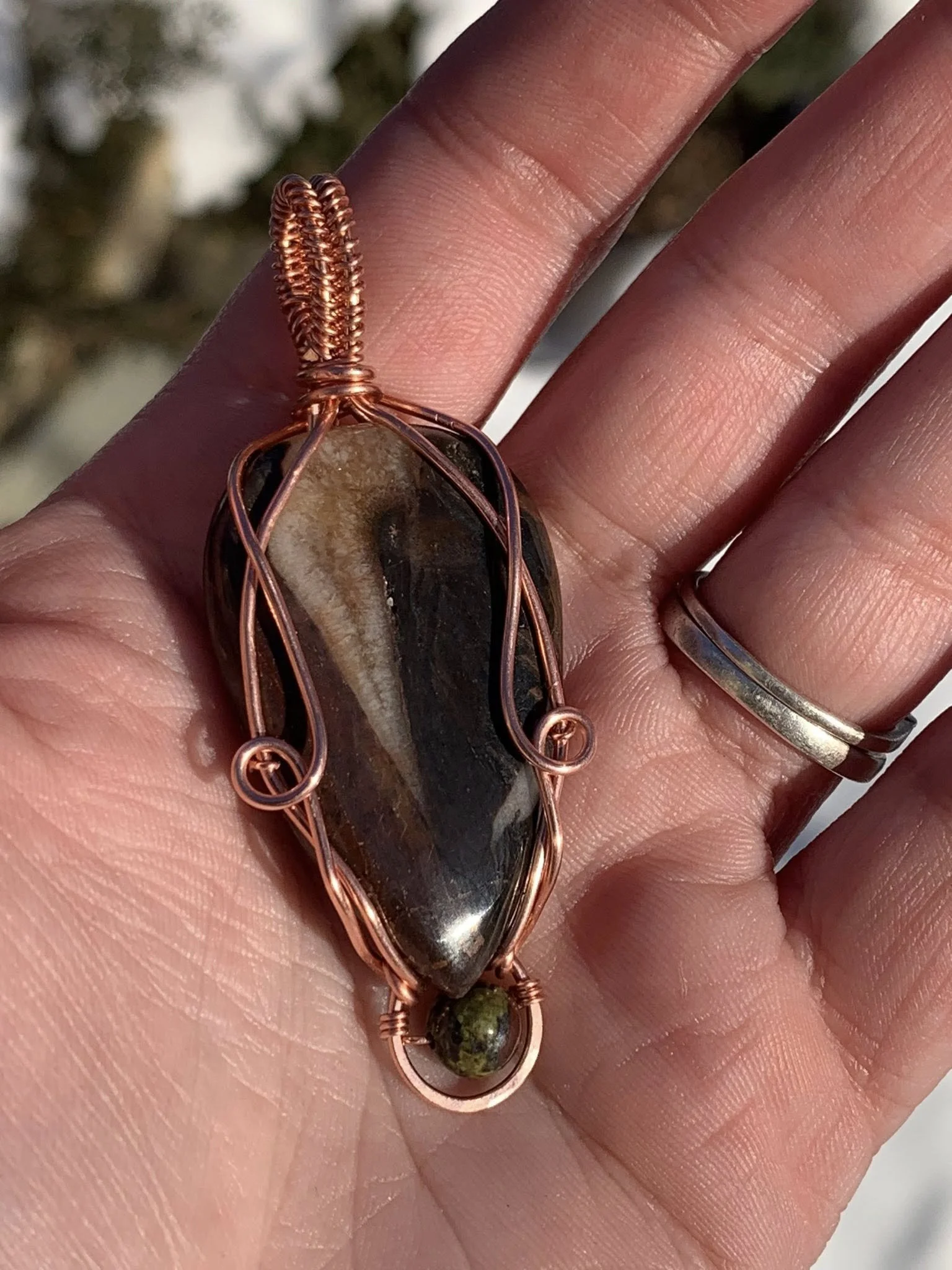 Septarian + Dragon's Blood Jasper Pendant