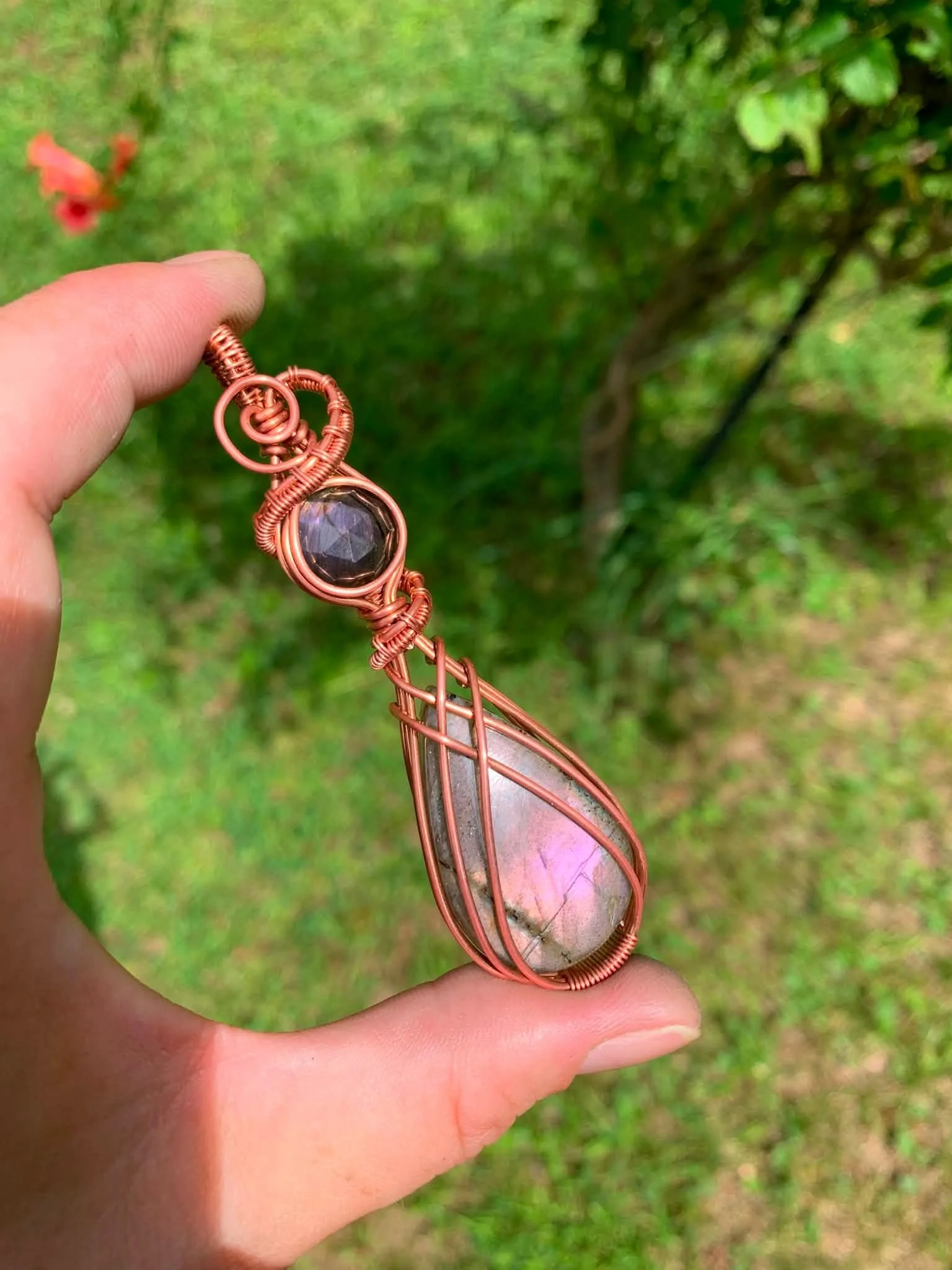Double Purple Labradorite Pendant