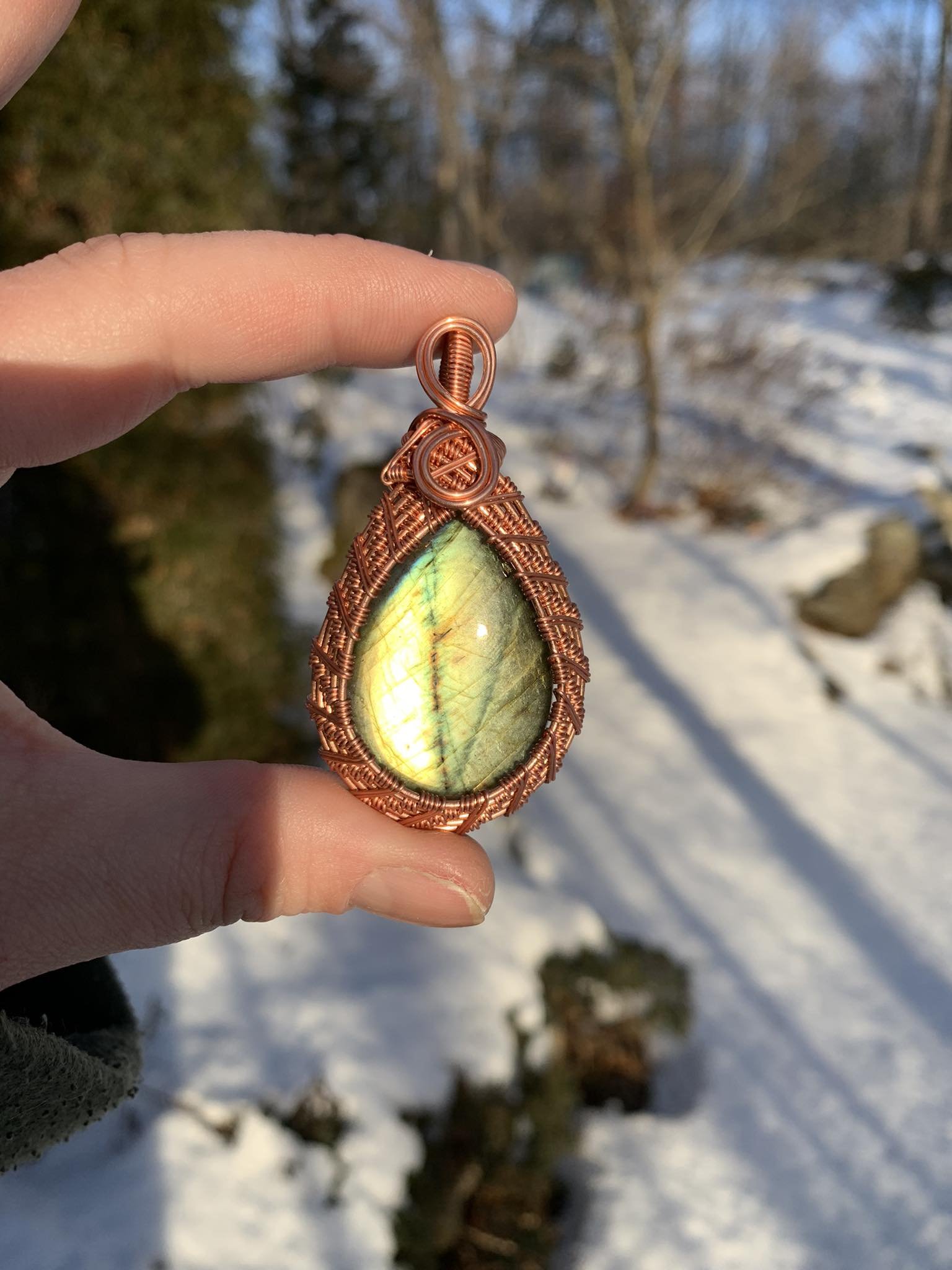 Labradorite Woven Pendant