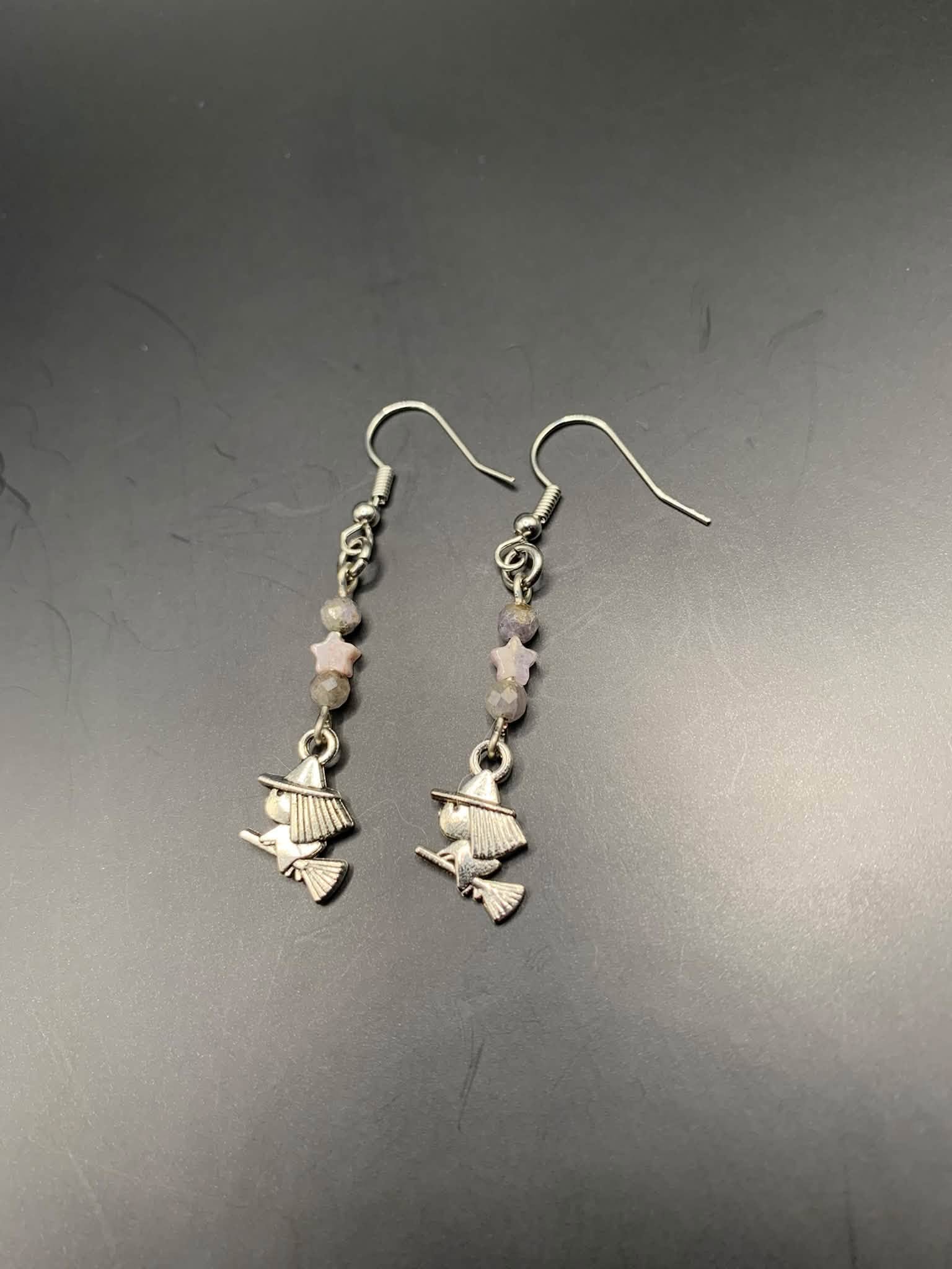 Amethyst + Tanzanite Star Witch Earrings