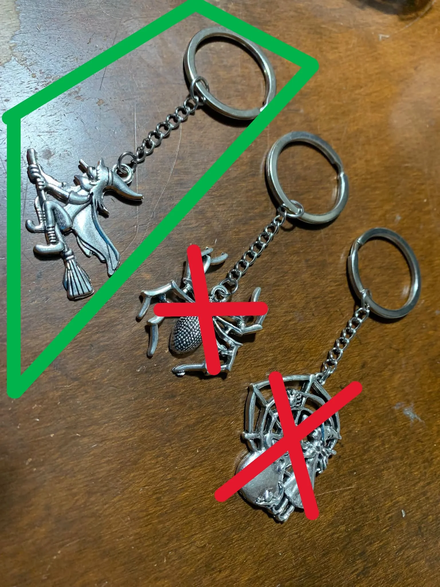 Stainless Steel Broomstick Witch Keychain