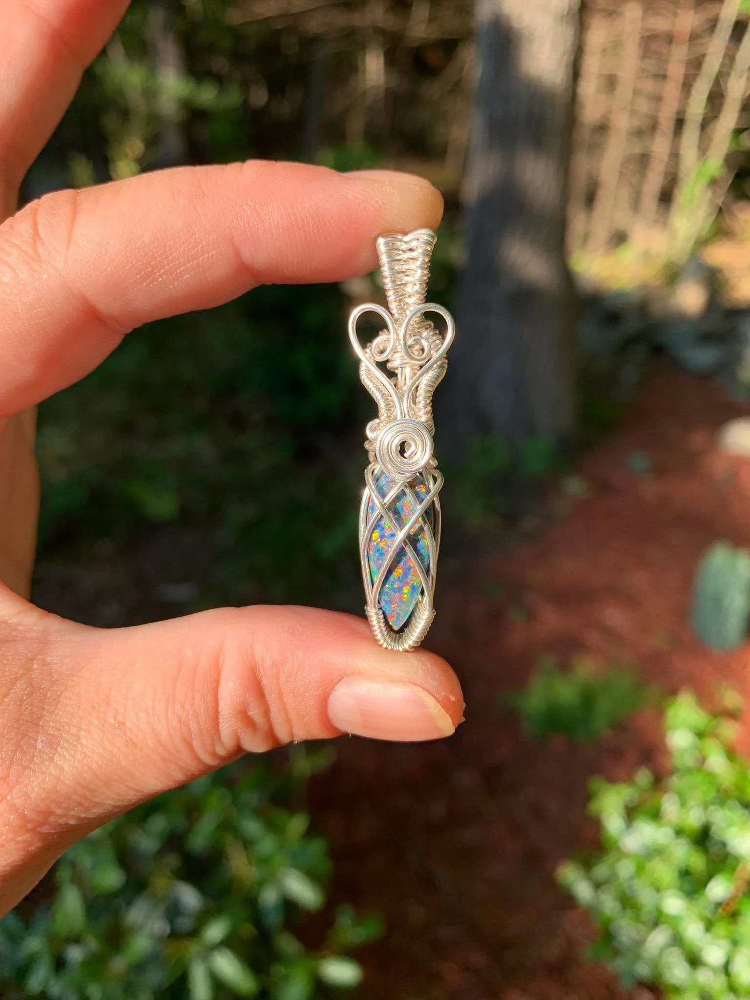 Lab Black Opal Pendant