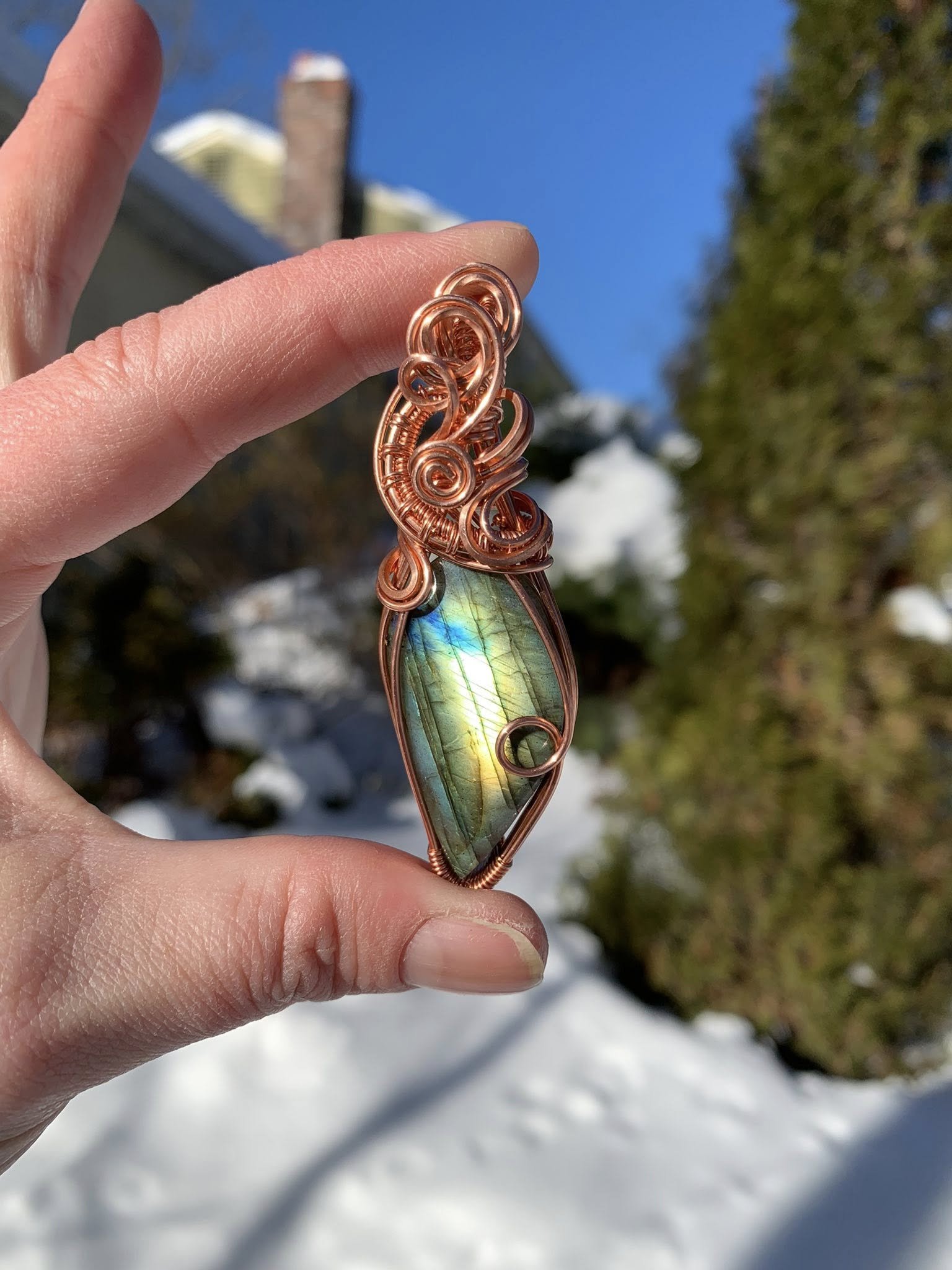 Irregular Cut Labradorite Pendant