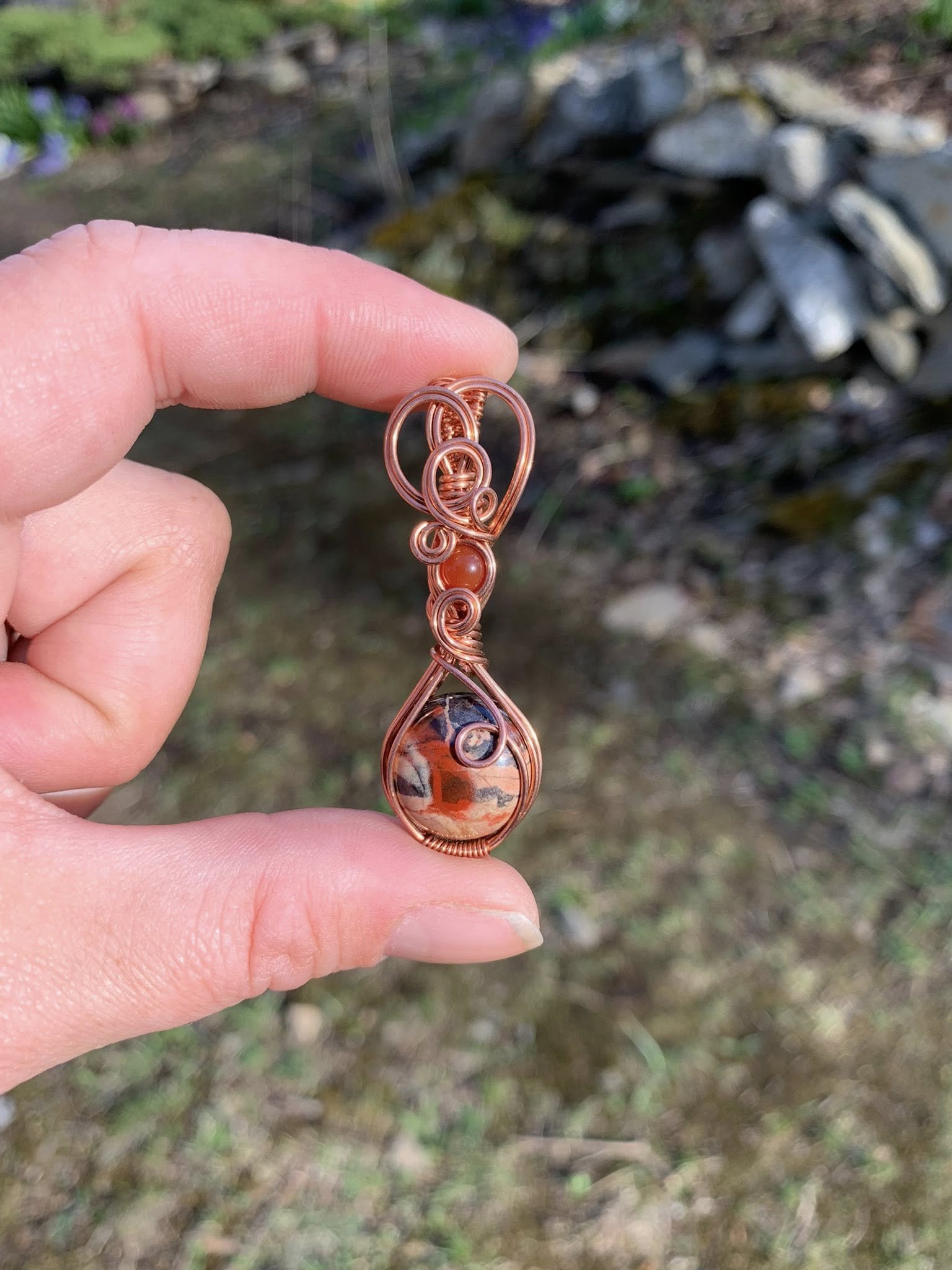 Jasper + Carnelian Pendant
