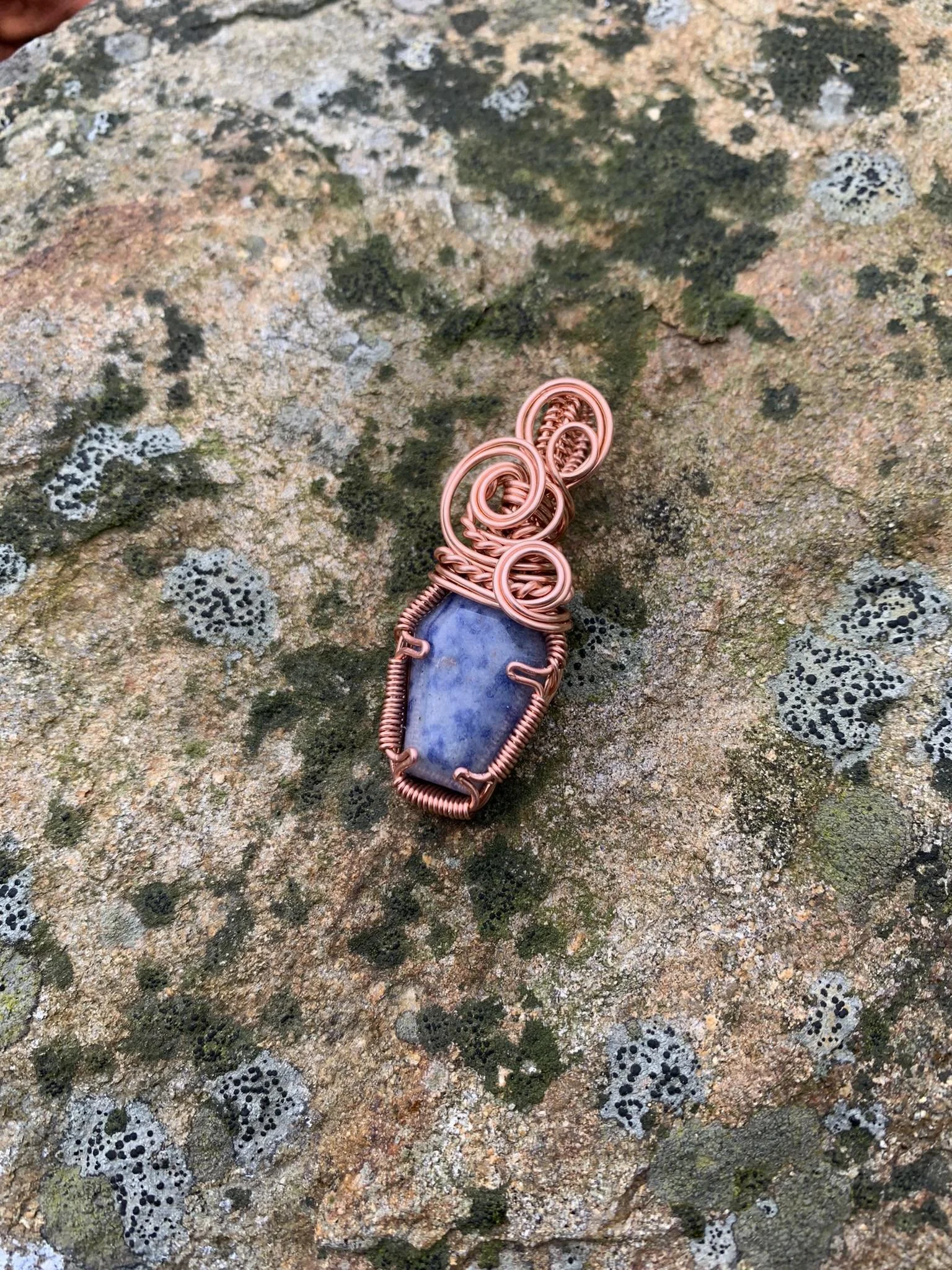 Blue Spot Jasper Coffin Pendant