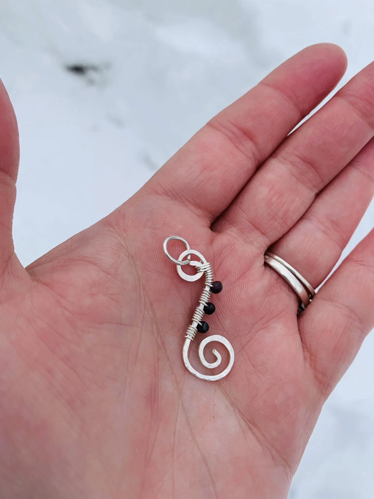 Black Opal + Sterling Silver "Scrappy" Pendant