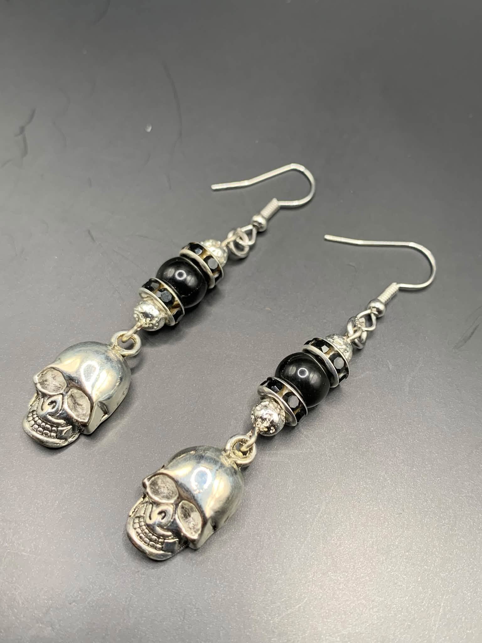 Rainbow Obsidian Skull Earrings