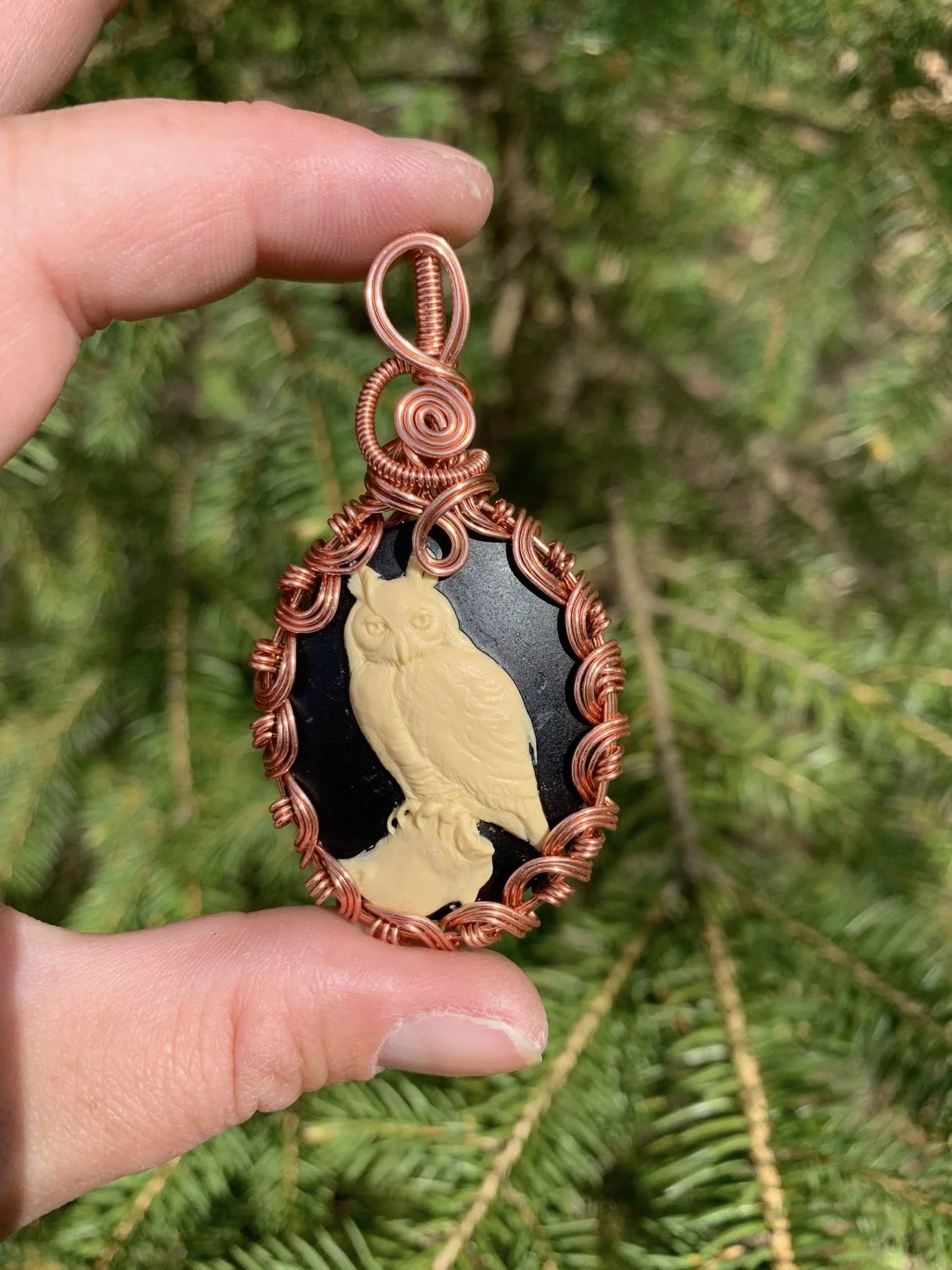 Owl Cameo Pendant