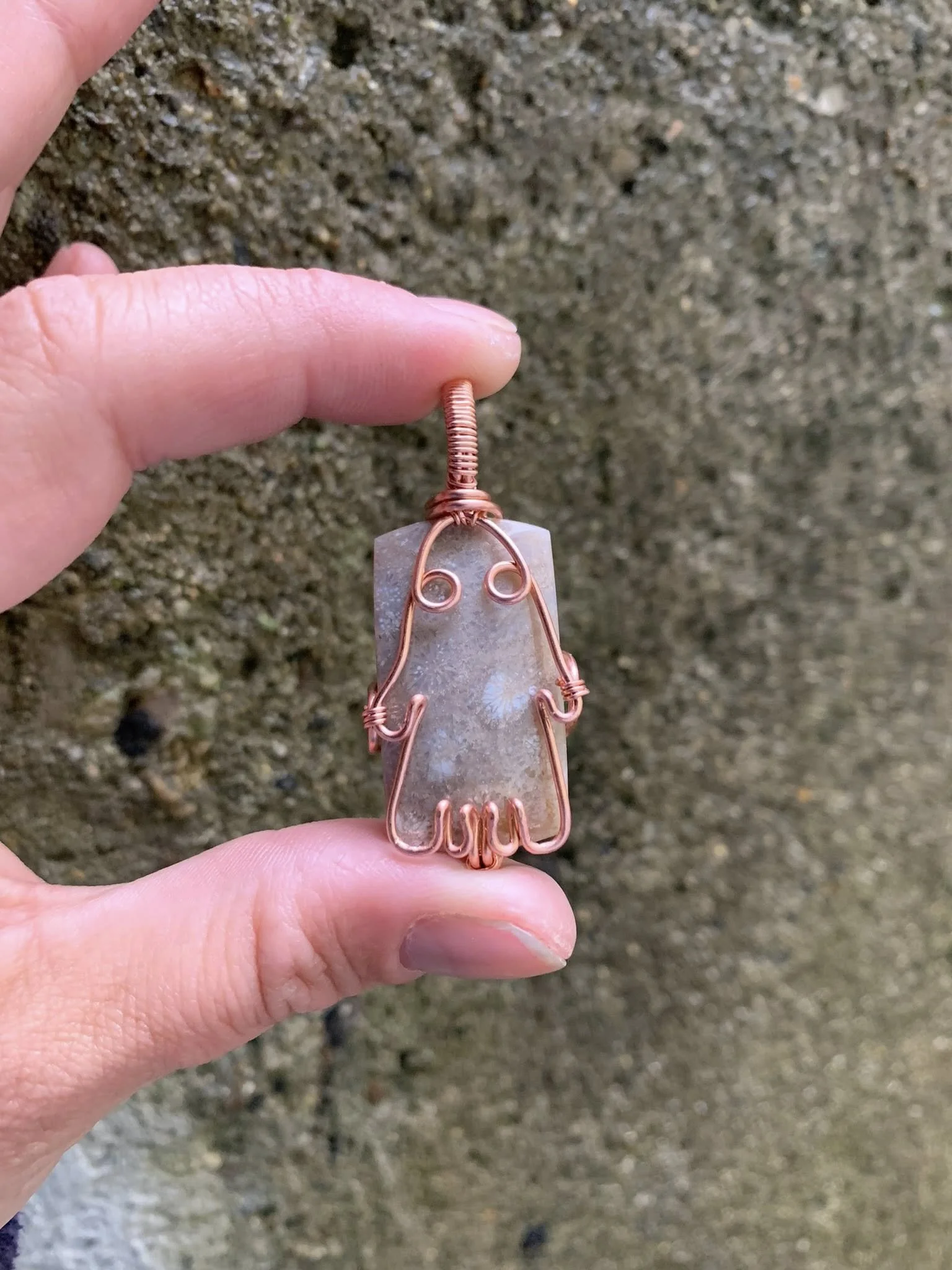 Fossilized Coral Ghost Pendant