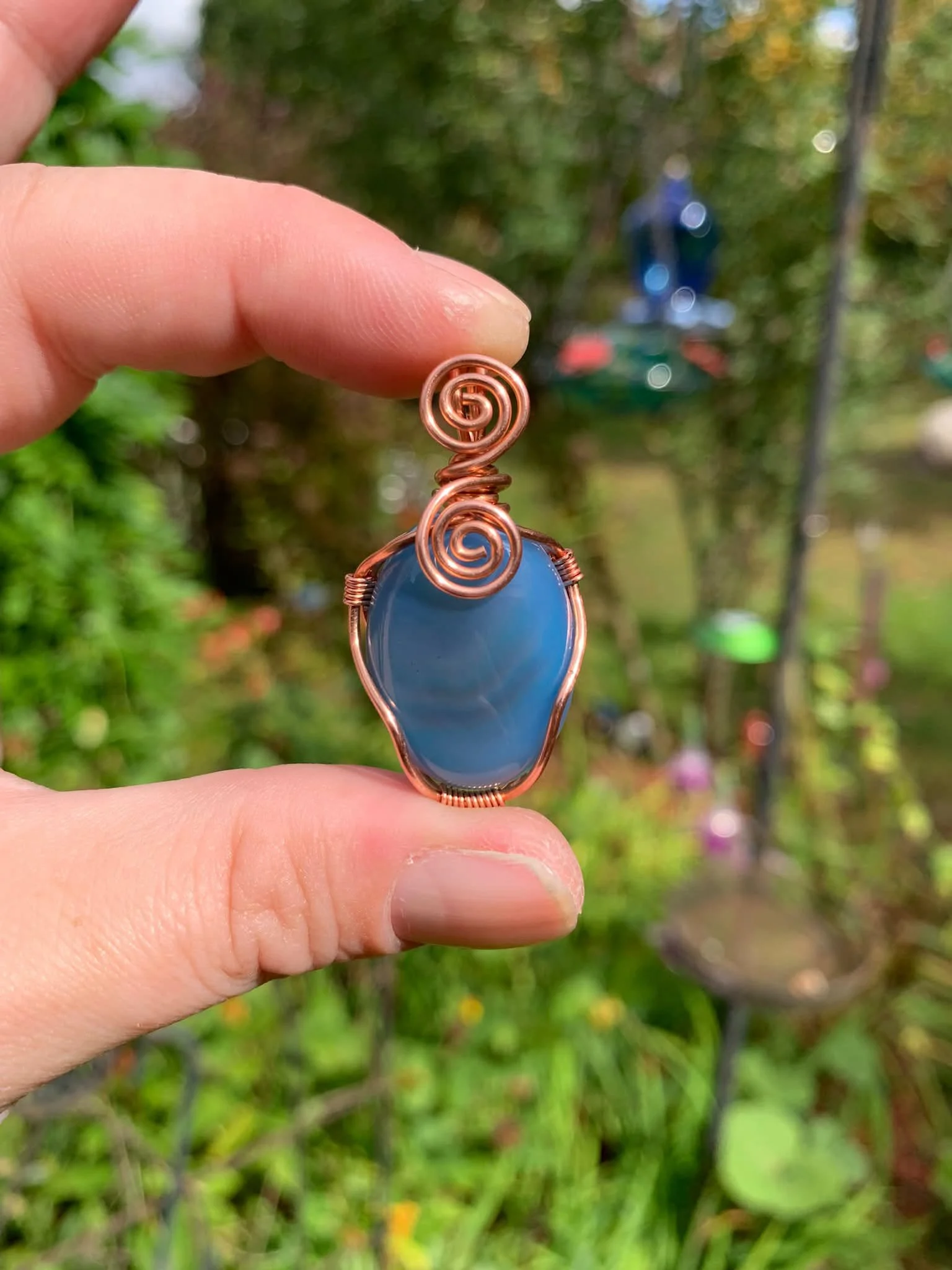 Blue Agate Simple Pendant