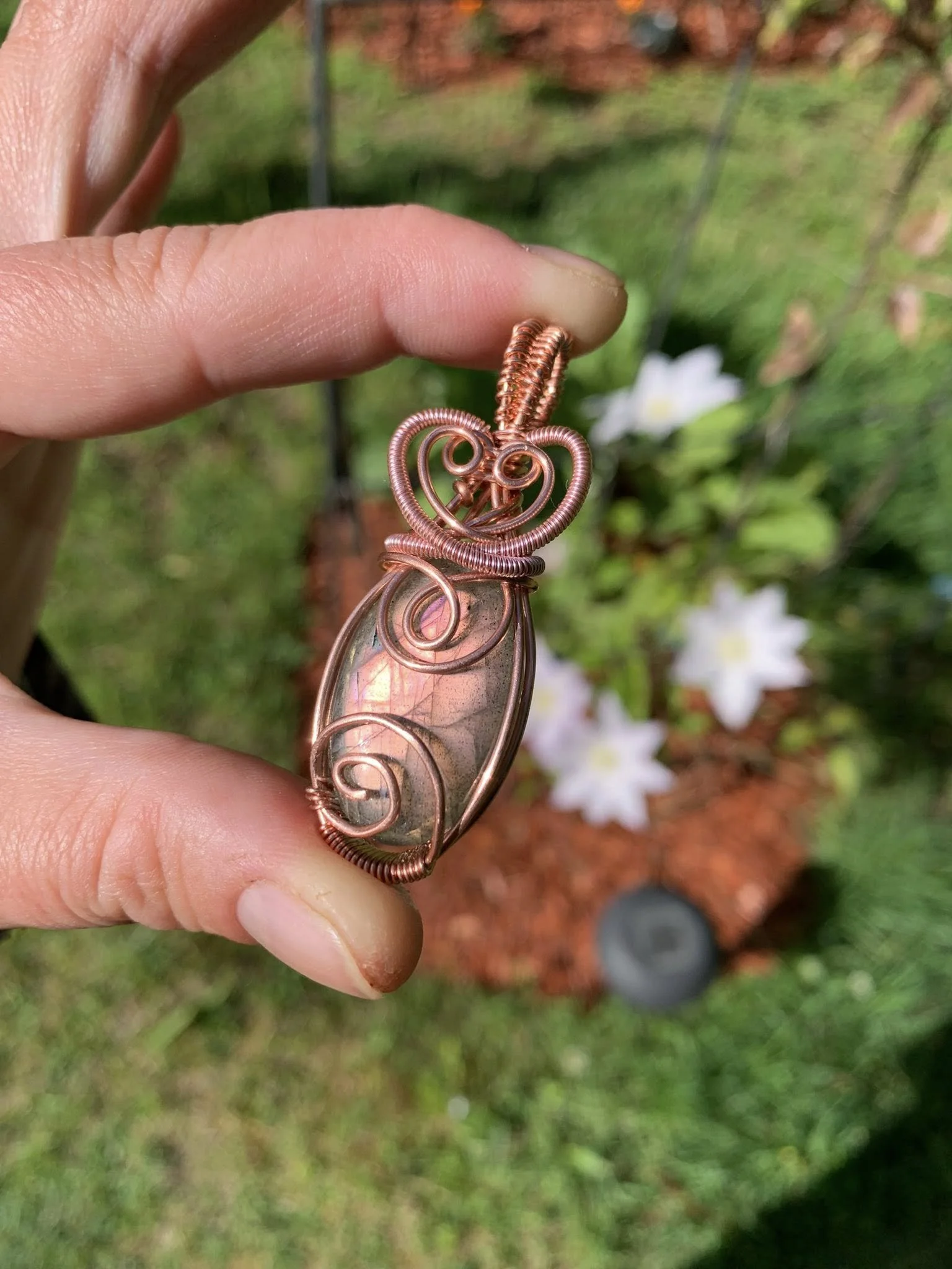Sunset Pink Labradorite Pendant