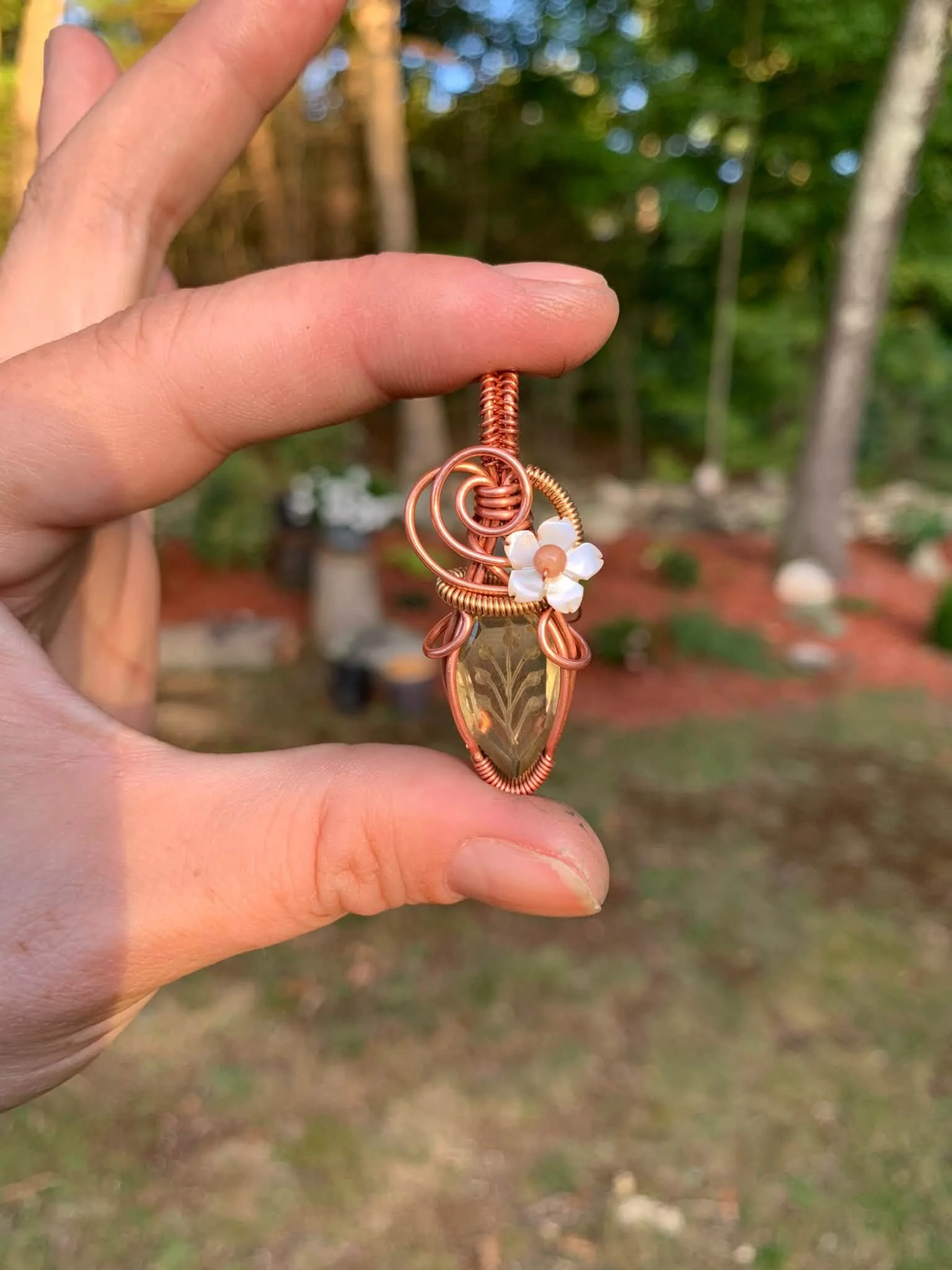 Intaglio Carved Lemon Quartz Pendant