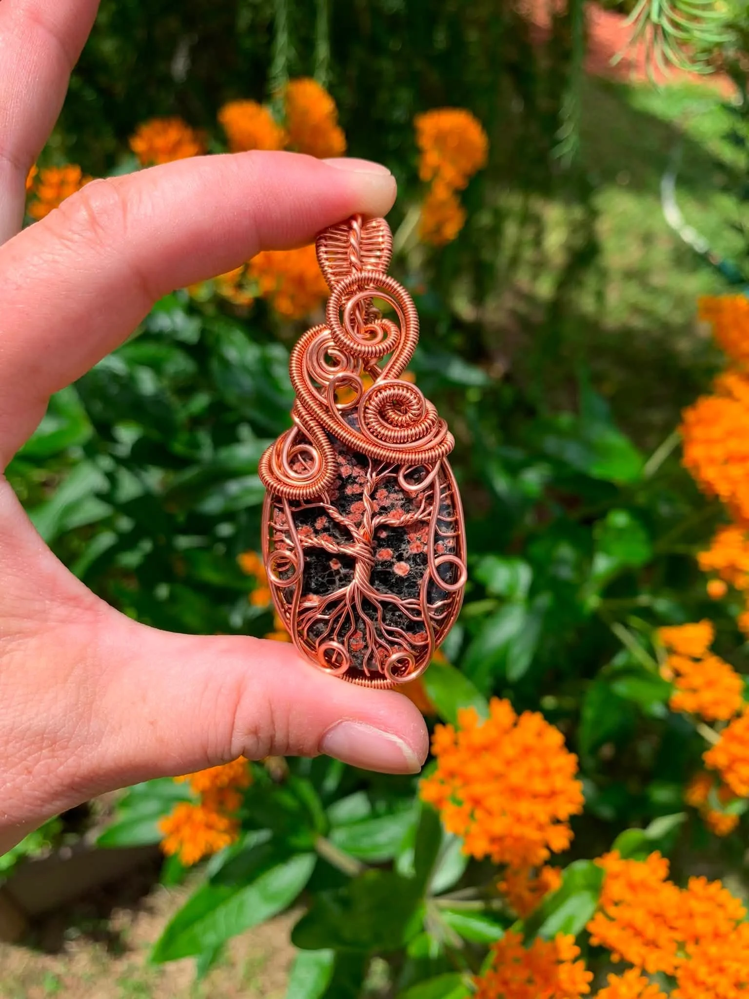 Firework Obsidian Tree Pendant