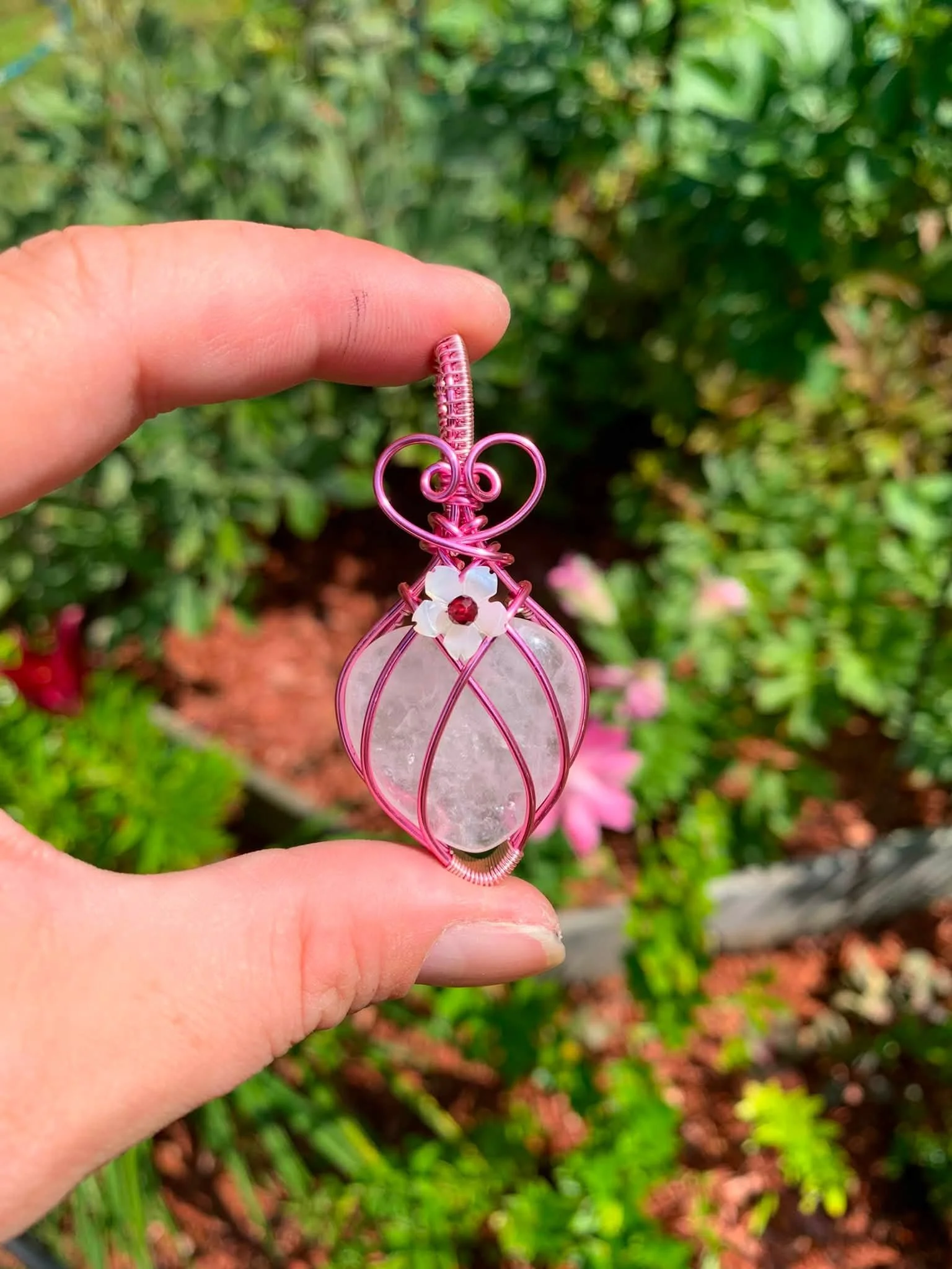 Dolly Rose Quartz Heart Pendant