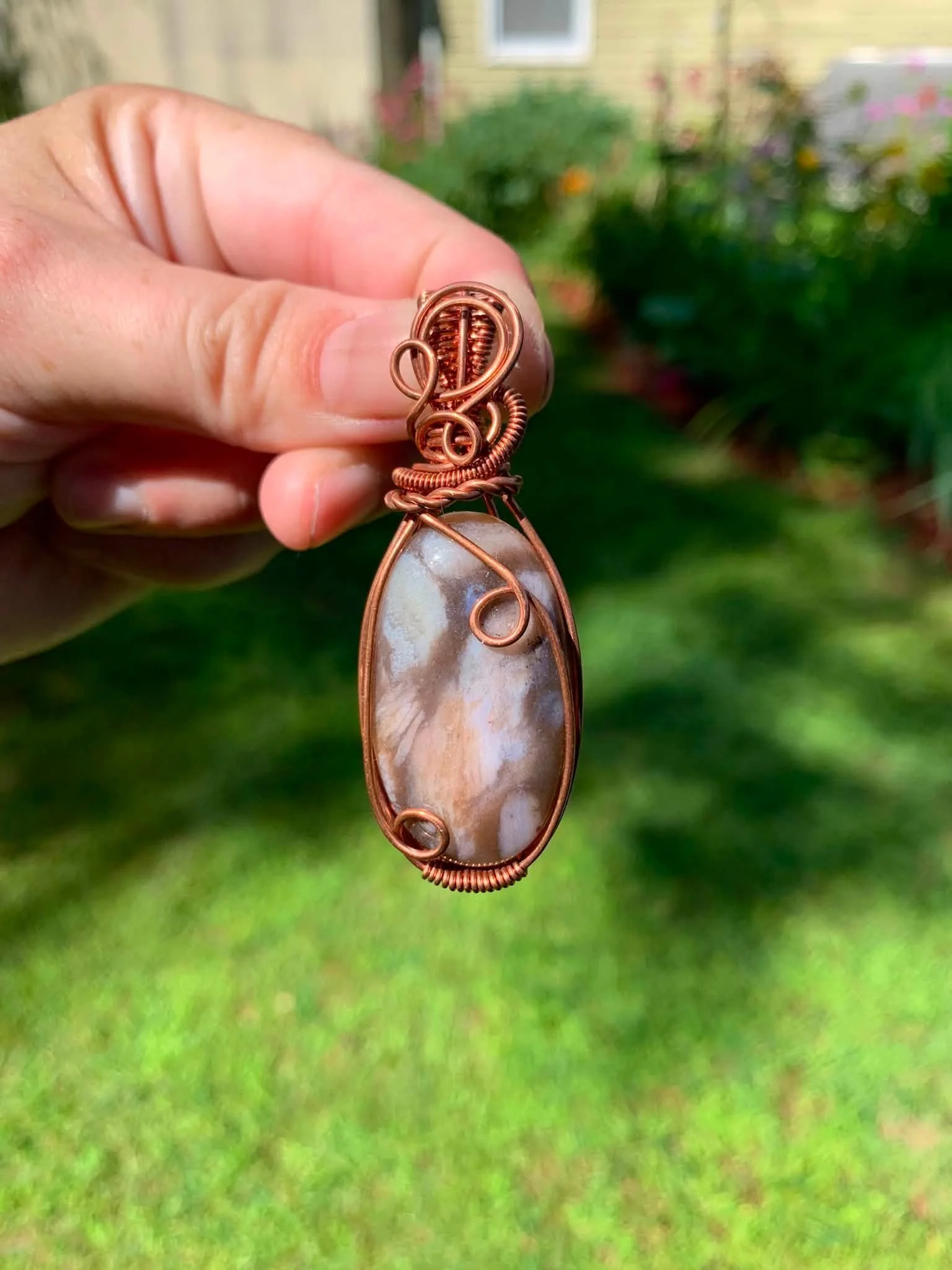 Old Stock Flower Agate Pendant