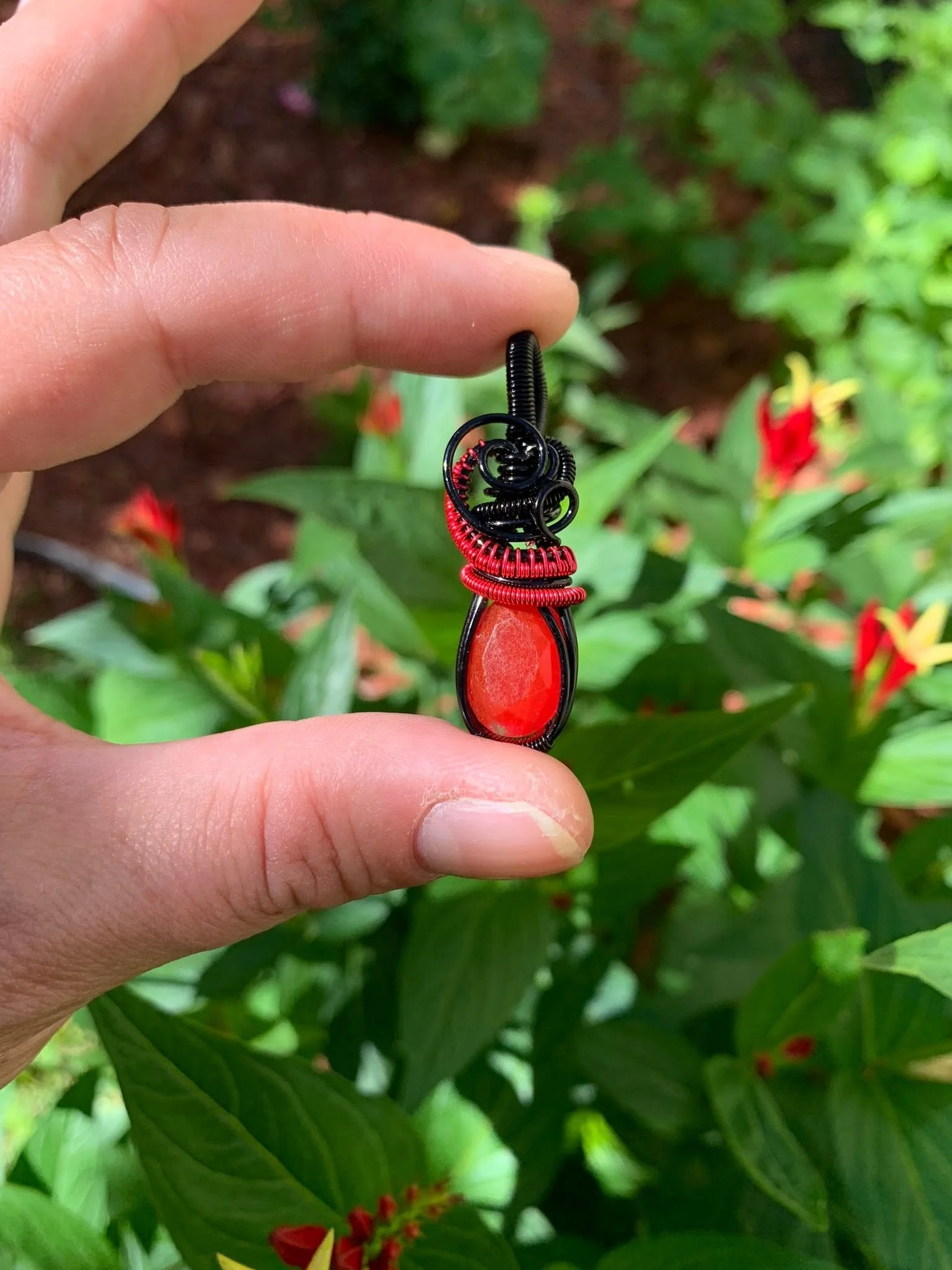 "Red" Faceted Dyed Quartz Pendant